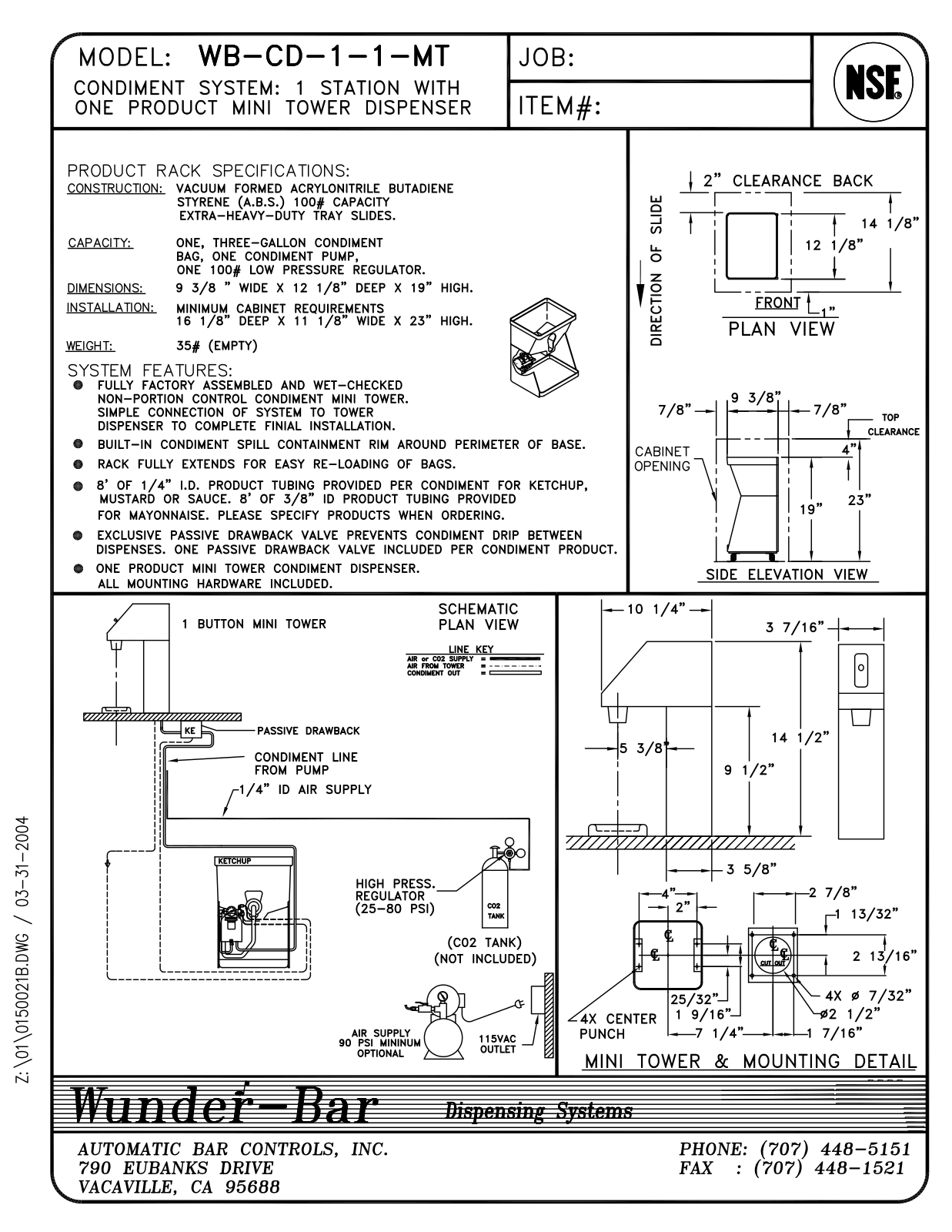 Wunder Bar WB-CD-1-1-MT User Manual