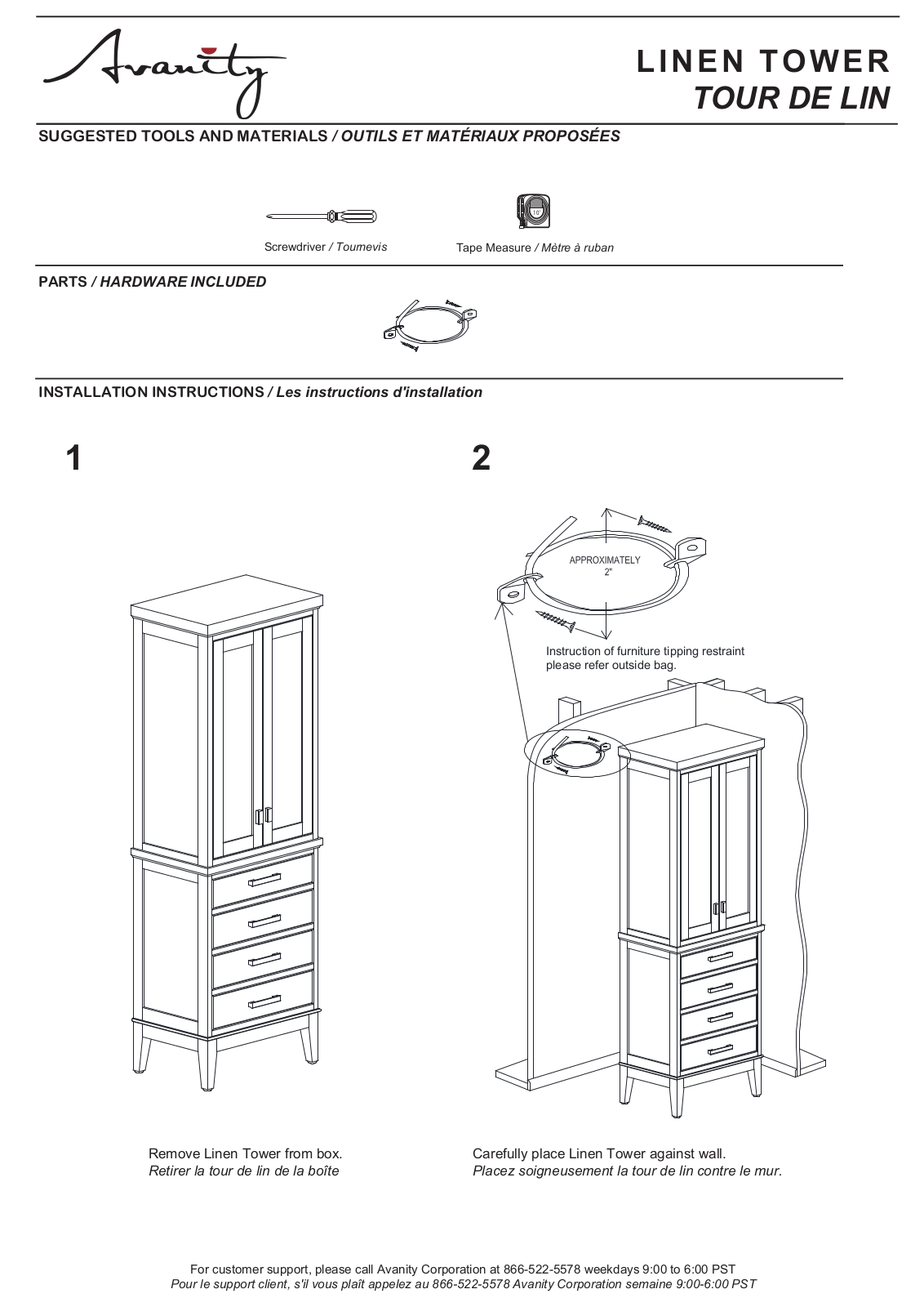 Avanity PROVENCELT24AW, HEPBURNLT24DC, 170512LT24TGG, 170512LT24TGS, EMMALT20WT Installation Manual