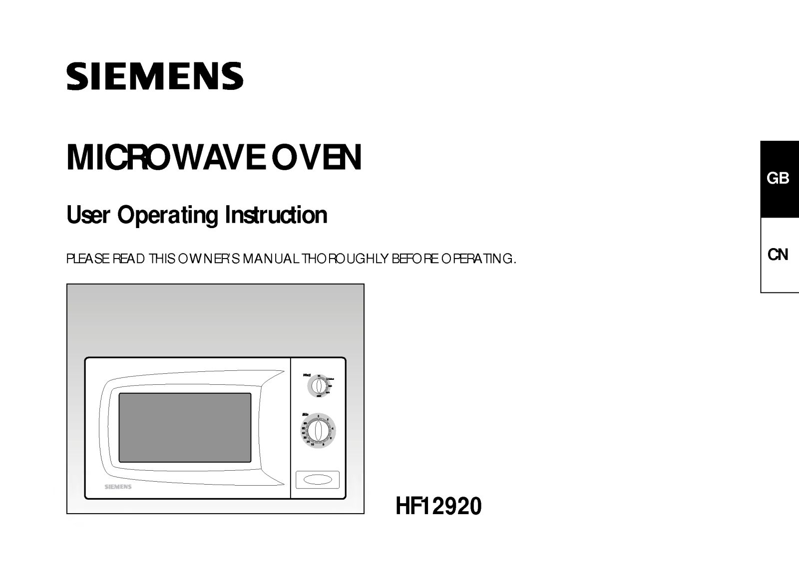 Lg HF12920 Operating instructions