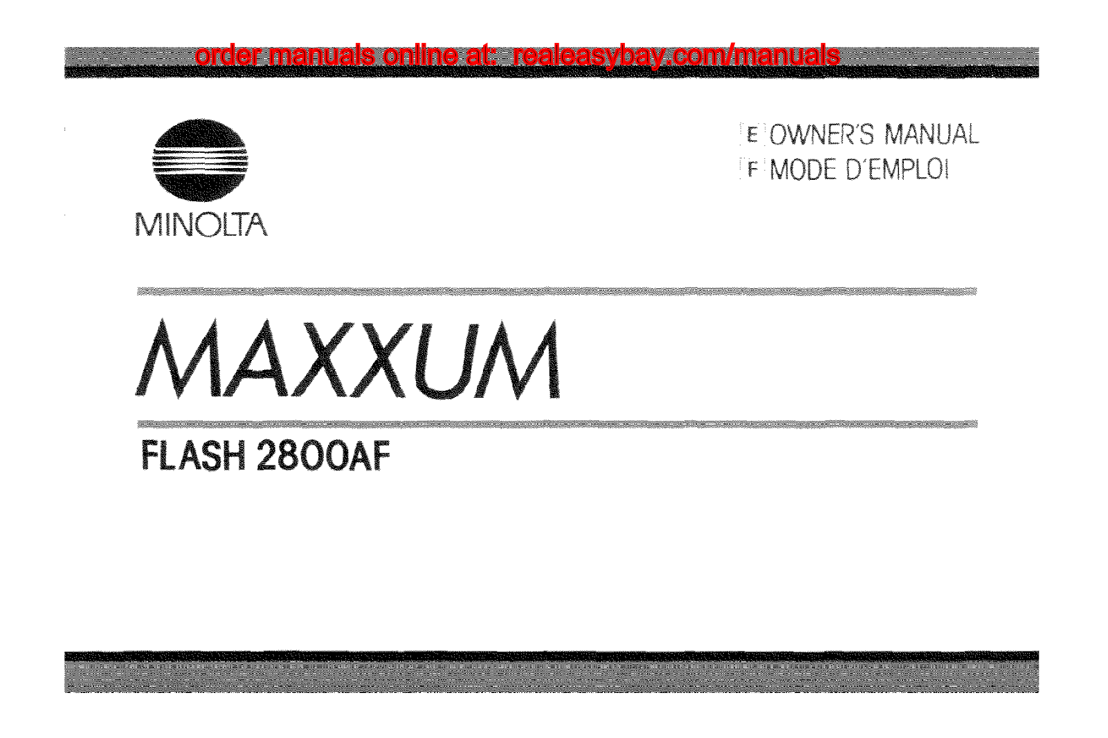 Minolta MAXXUM FLASH 2800AF instruction Manual