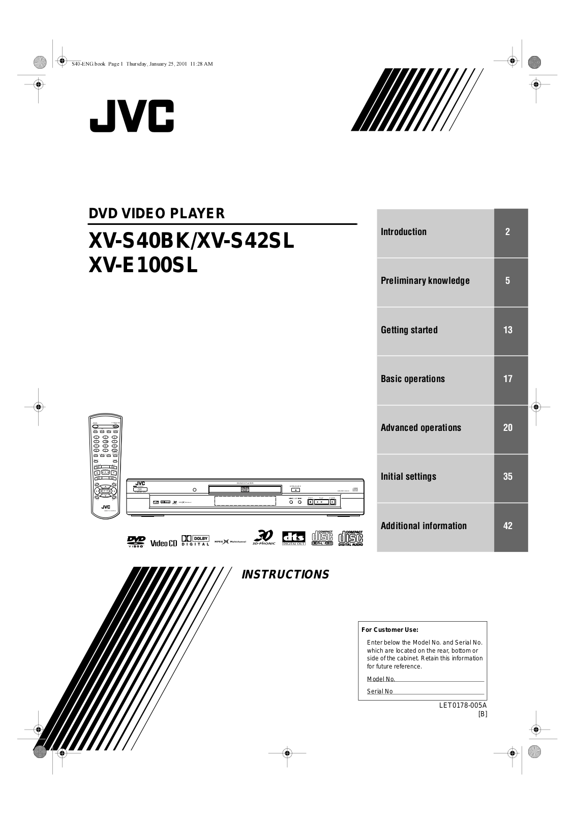 JVC XV-E100SL User Manual