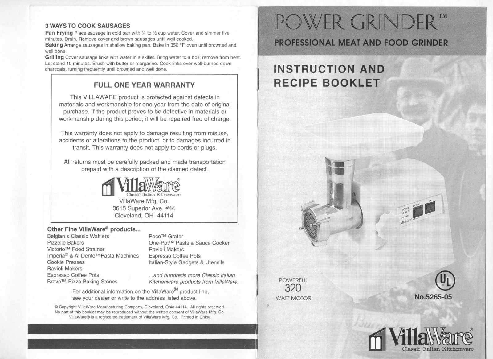 Villaware 5265-05 User Manual