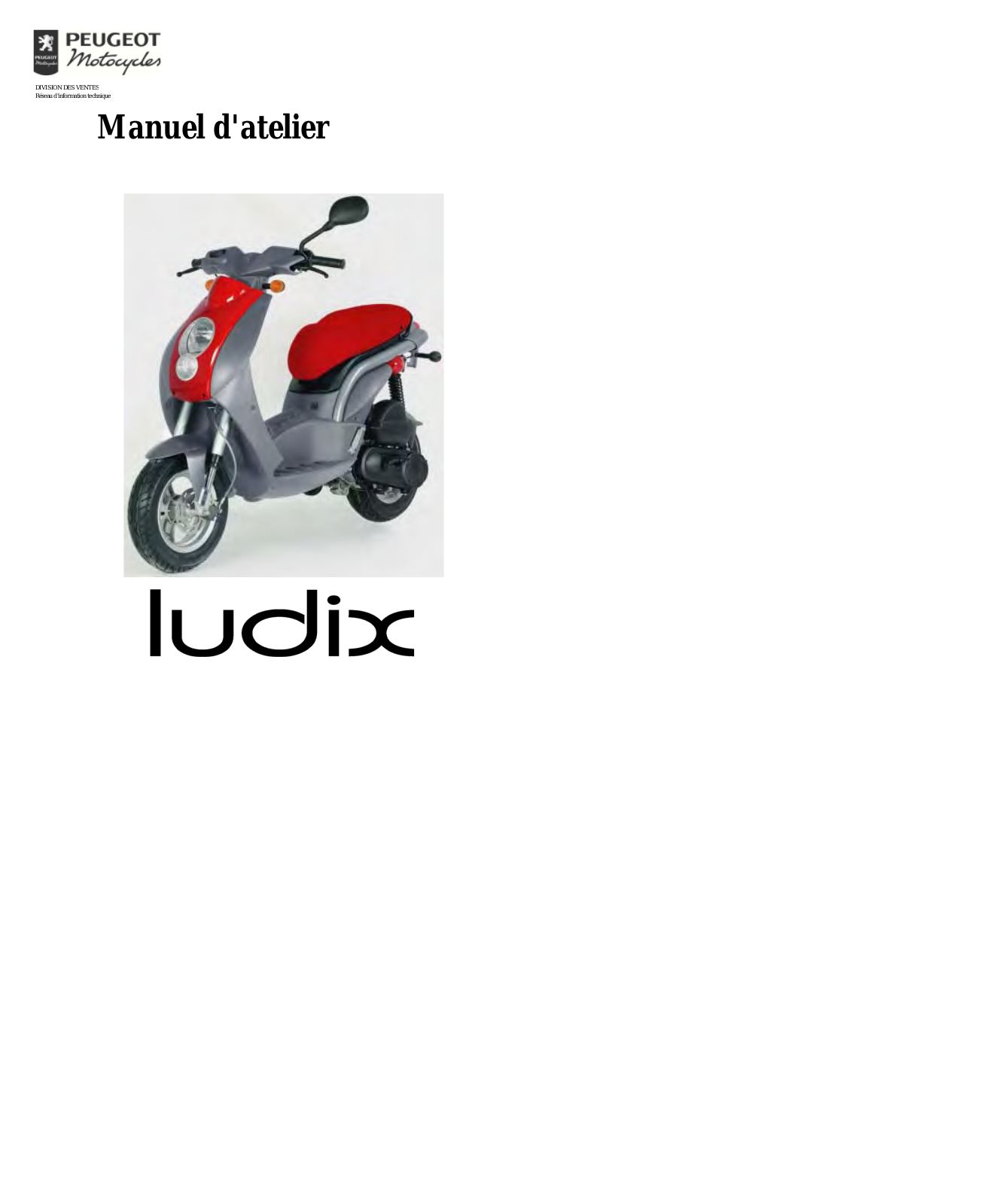 PEUGEOT Ludix User Manual