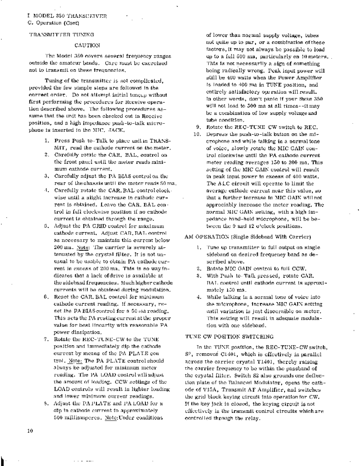 Swan 350 User Manual (PAGE 09)