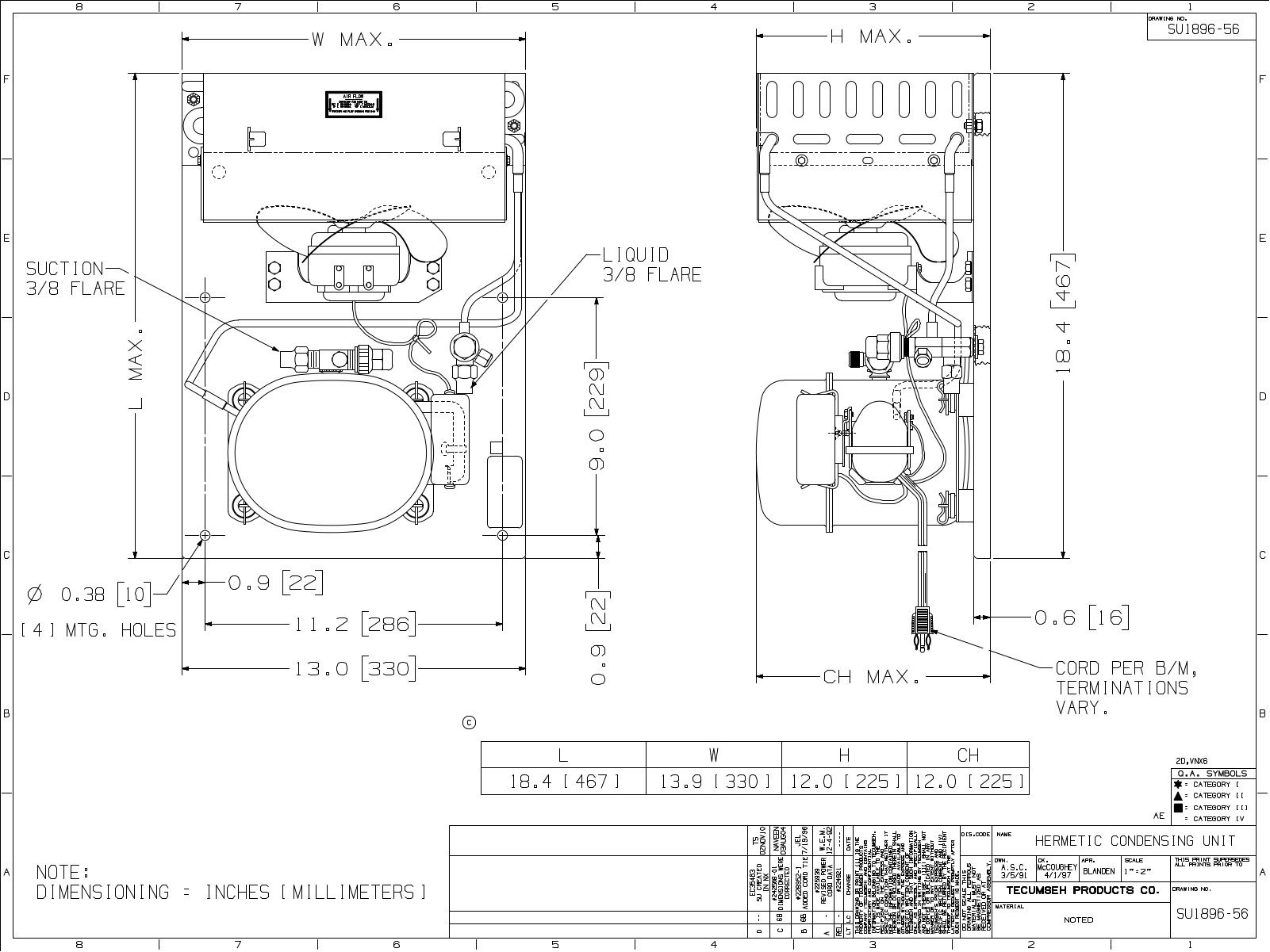 Tecumseh AEA2410YXCXA Drawing Data