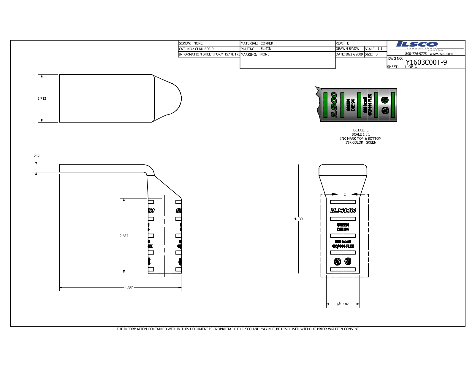 Ilsco CLNU-600-9 Data sheet