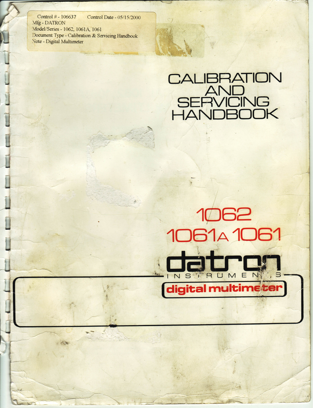 Datron Instruments 1062, 1061A, 1061 Service Manual