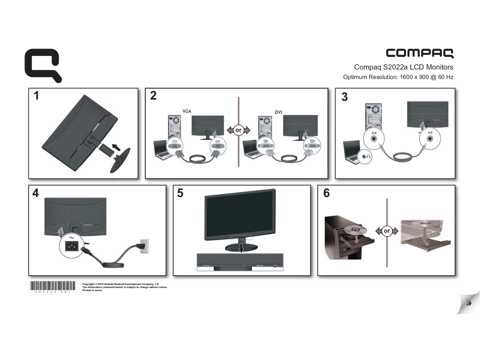 HP Compaq S2022a Setup Poster