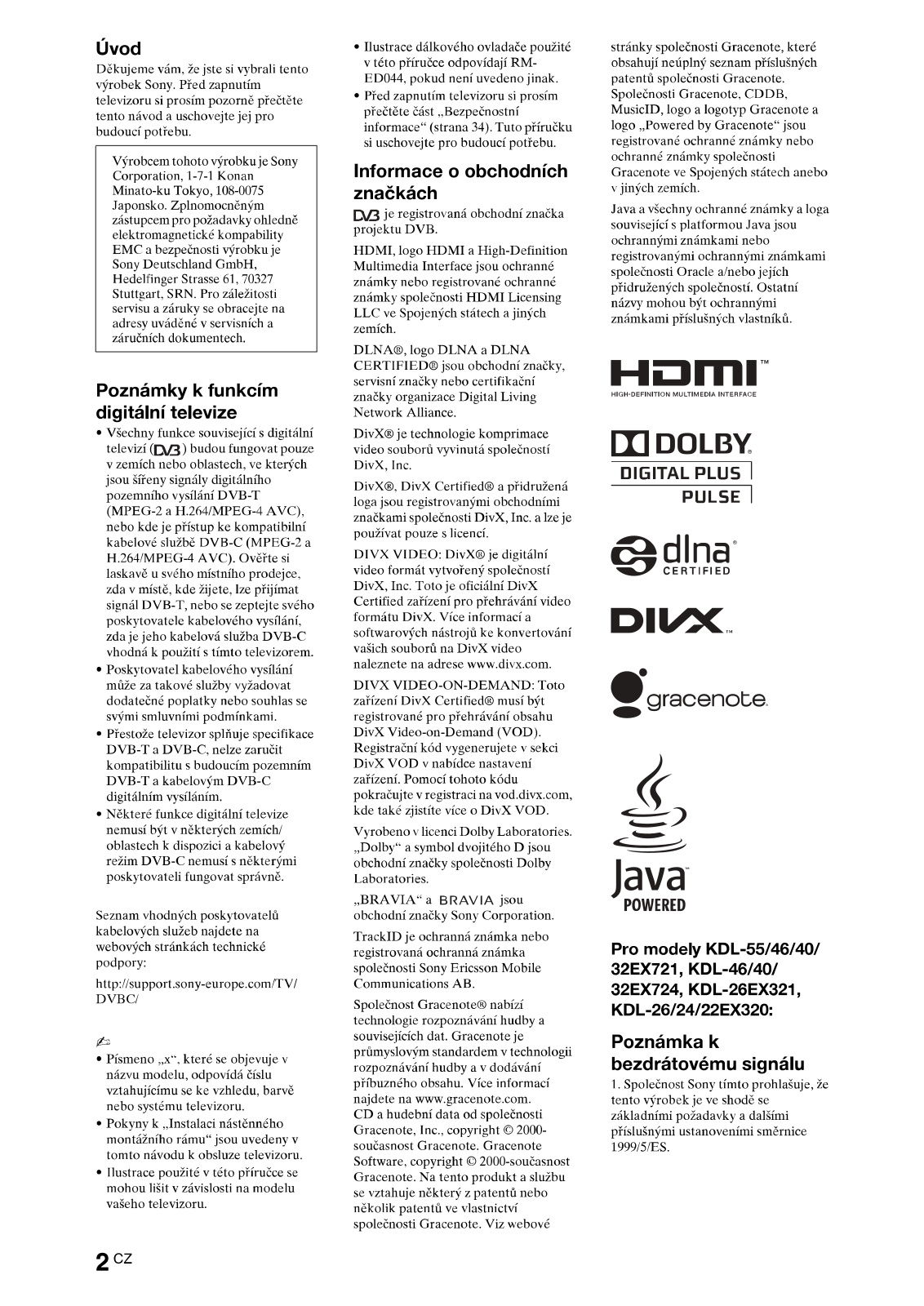 Sony KDL-40EX721 User Manual