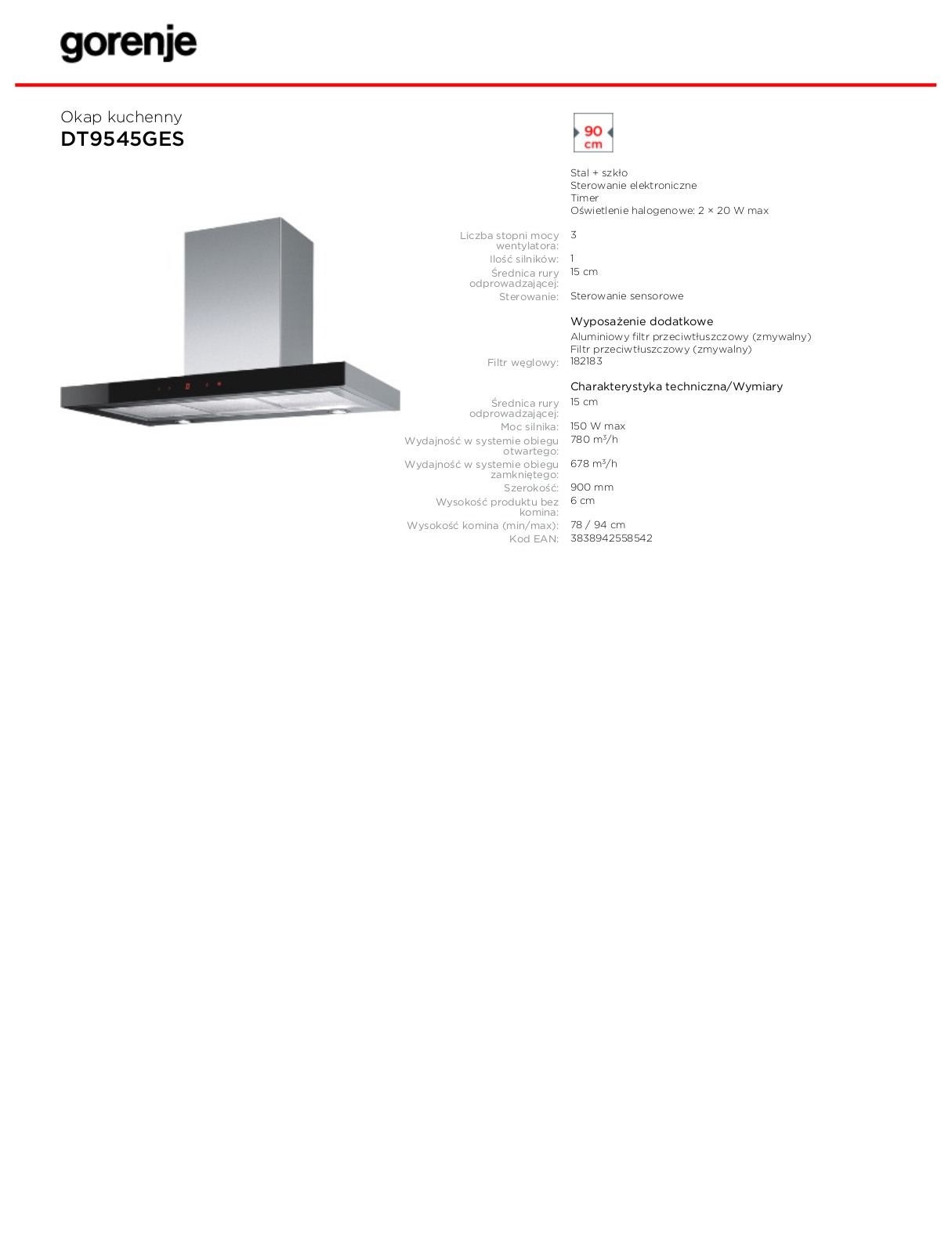 Gorenje DT9545GES DATASHEET