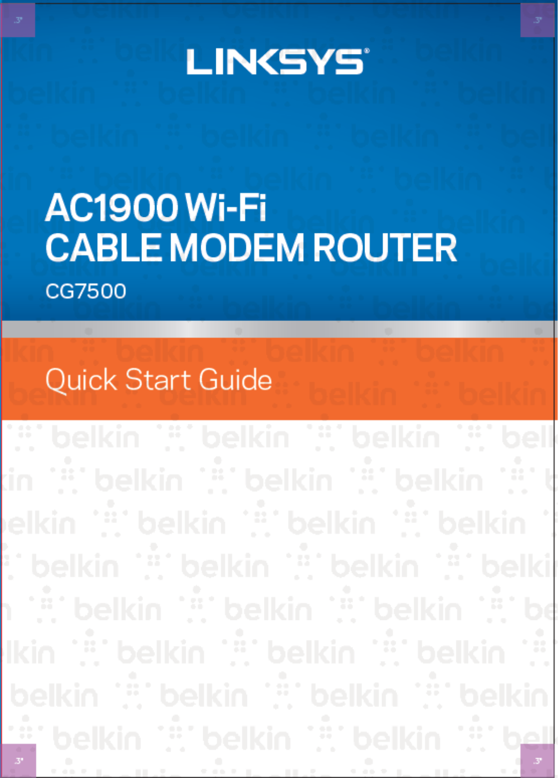 Linksys AC1900 Wi-Fi Cable Modem Router CG7500 User Manual