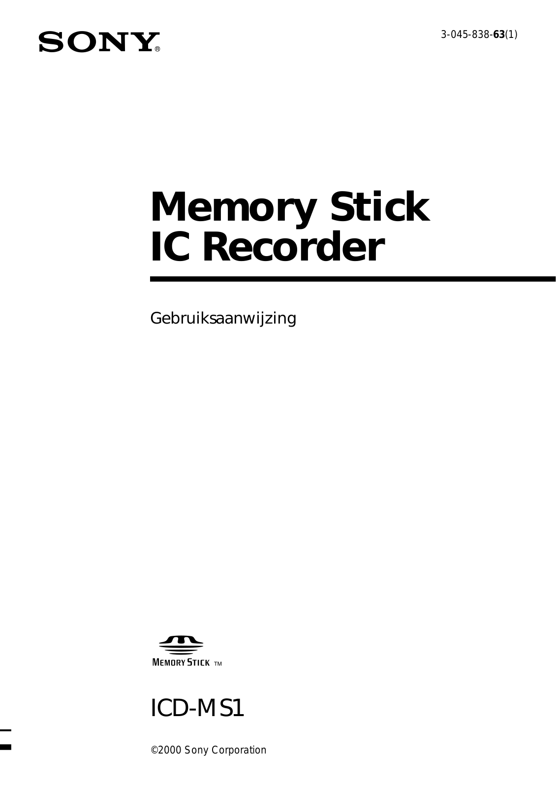 Sony ICD-MS1 User Manual