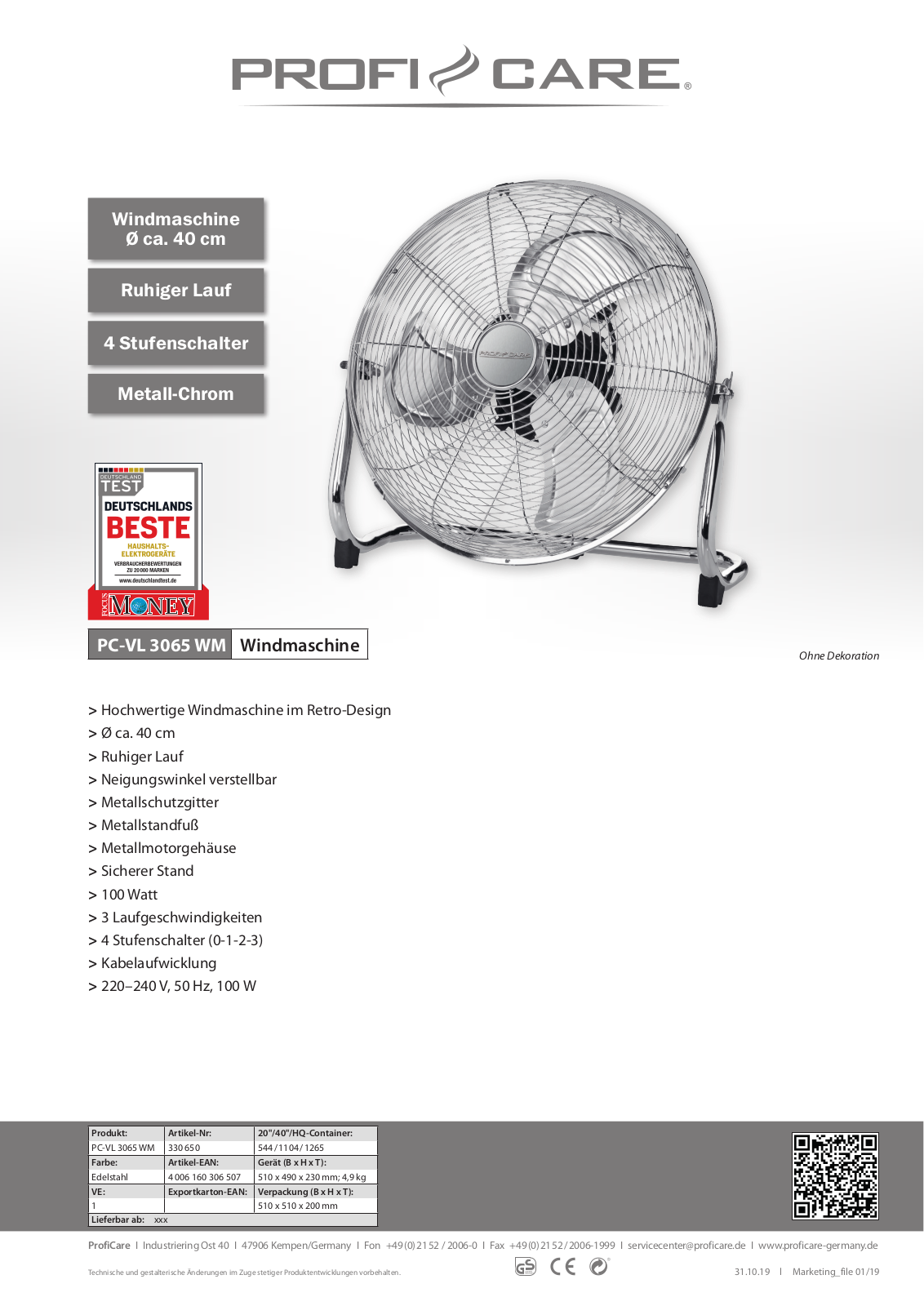 ProfiCare PC-VL 3065 WM Technical data - ManualMachine.com