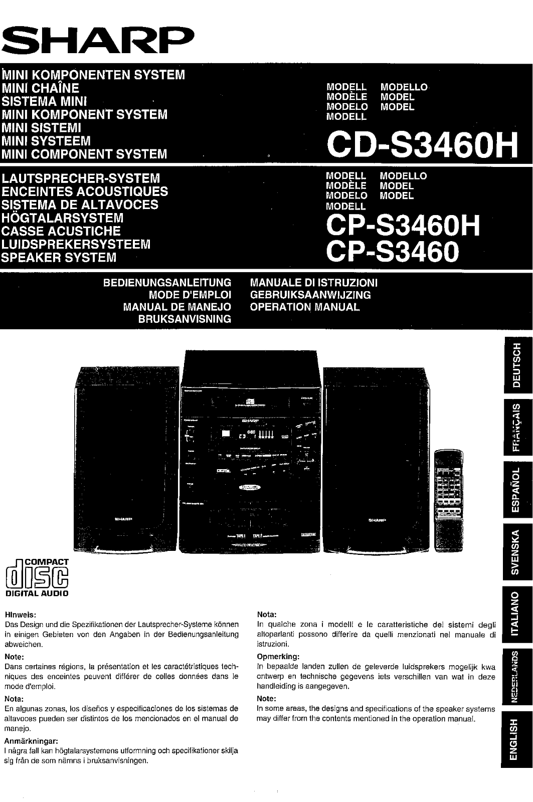 Sharp CP-S3460H, CP-S3460, CD-S3460H User Manual