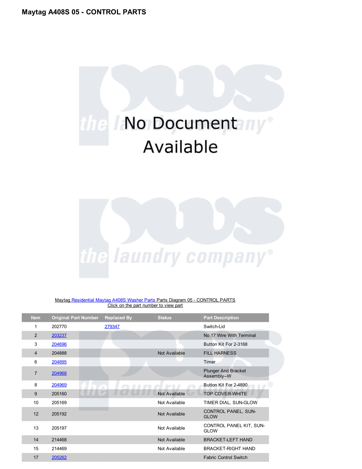 Maytag A408S Parts Diagram