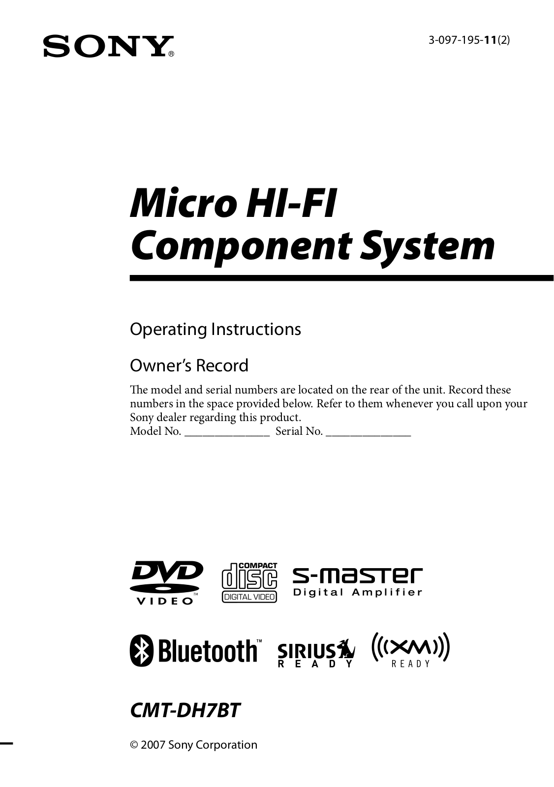 Sony CMT-DH7BT User Manual