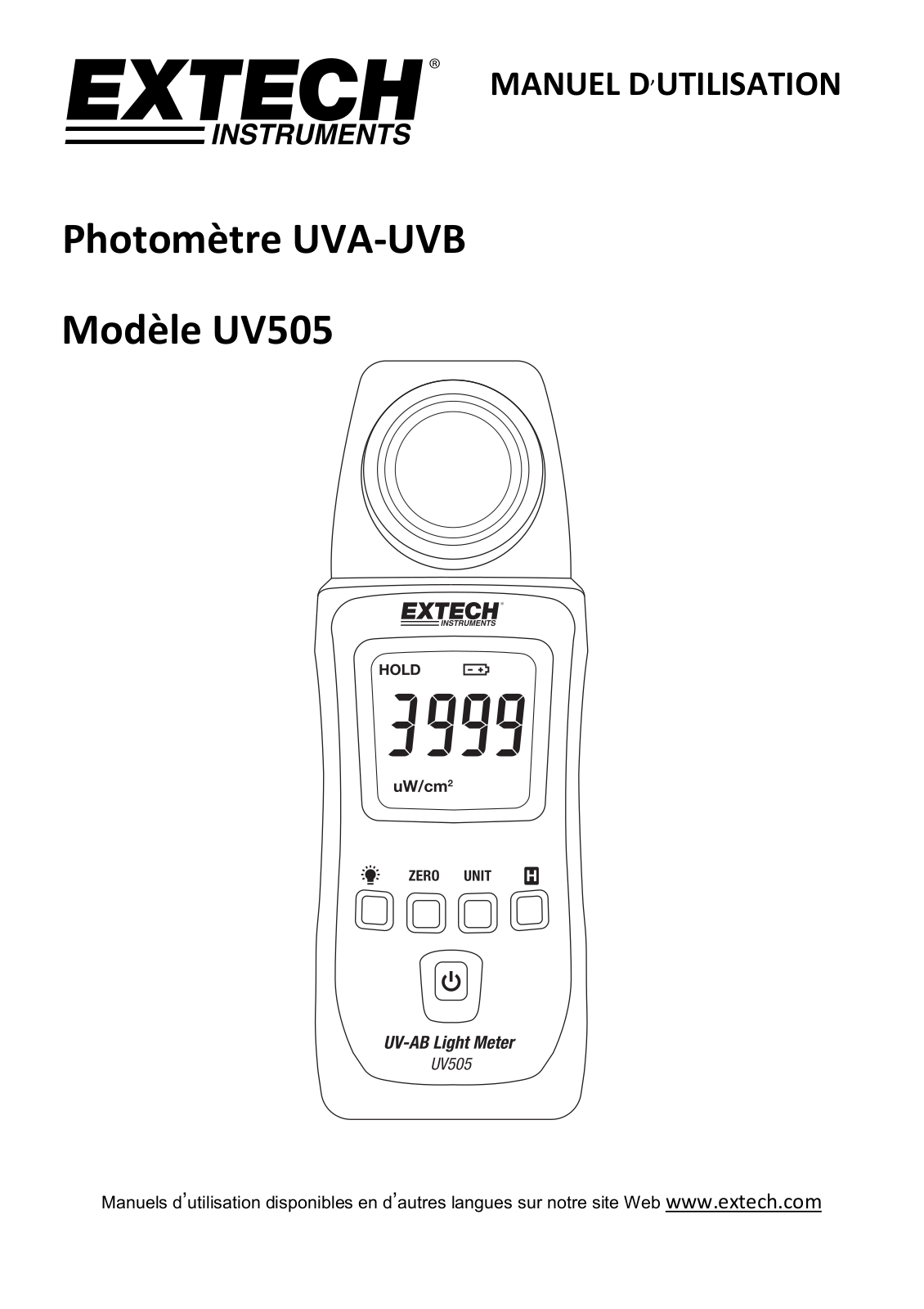 Extech UV505 User guide