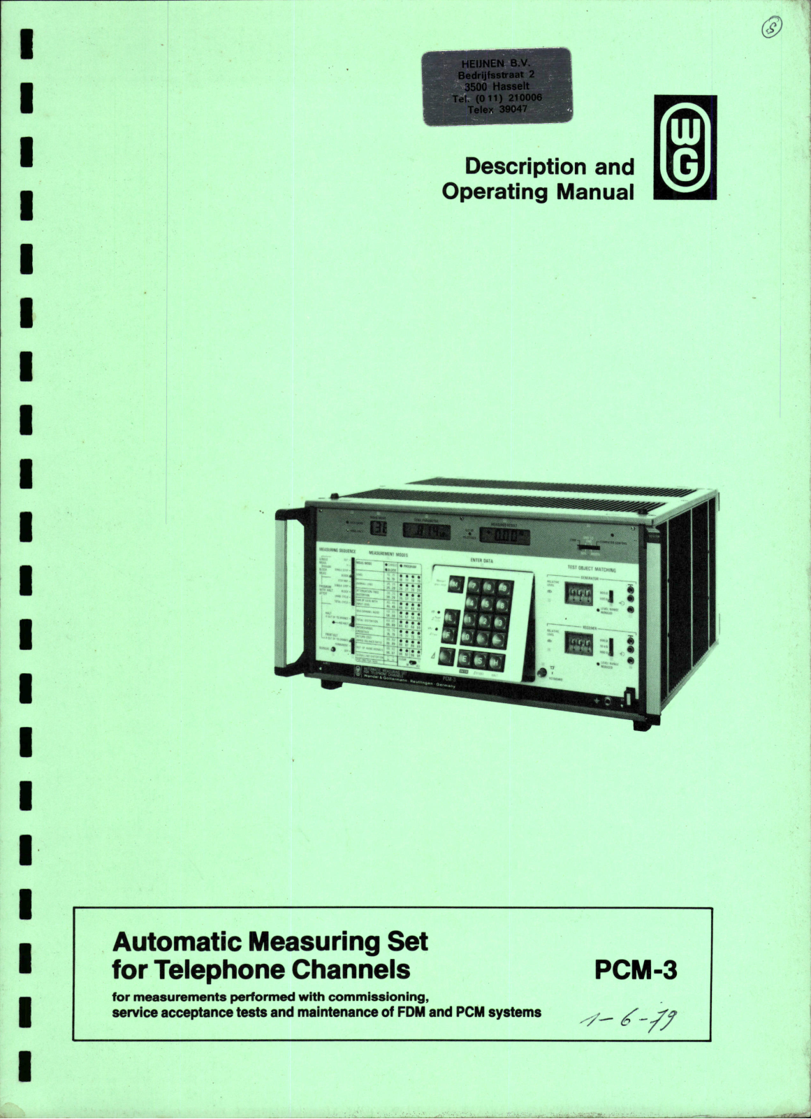 Wandel & Goltermann PCM-3 User Manual