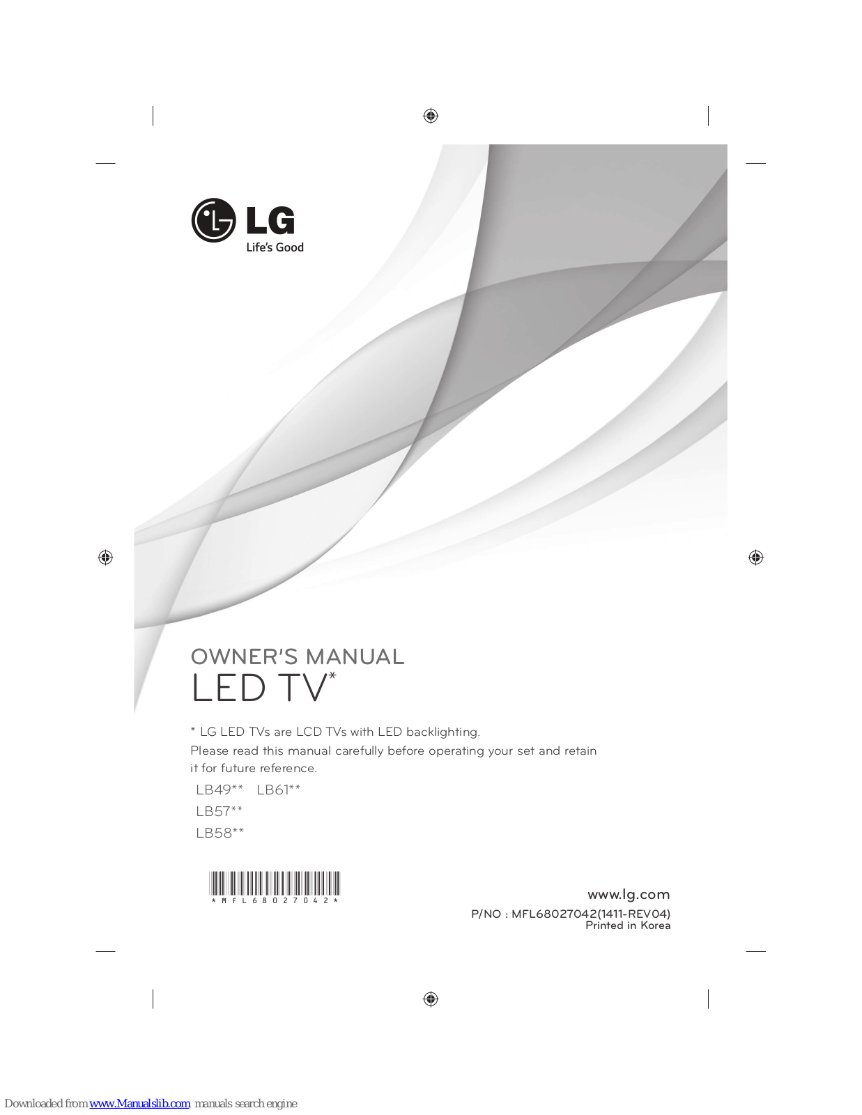 LG 28LB49**-ZH, LB57**, LB49**-ZB, LB49**-ZG, LB58**-ZA Owner's Manual