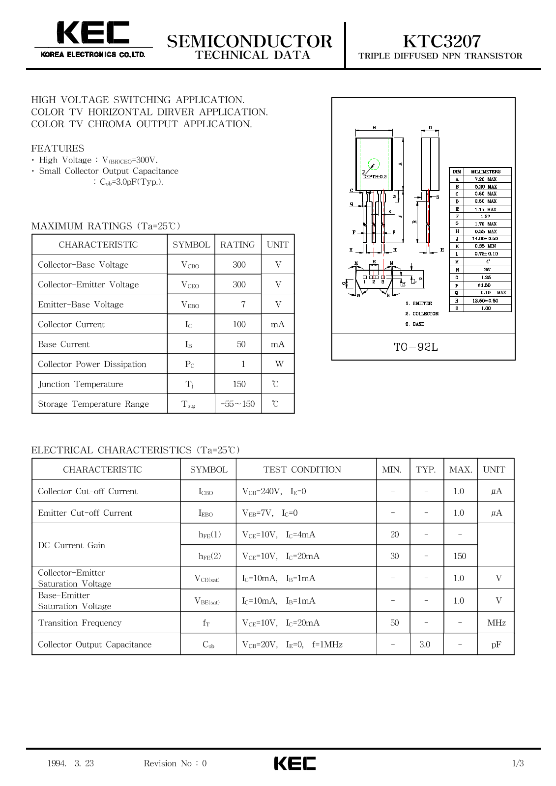 KEC KTC3207 Datasheet