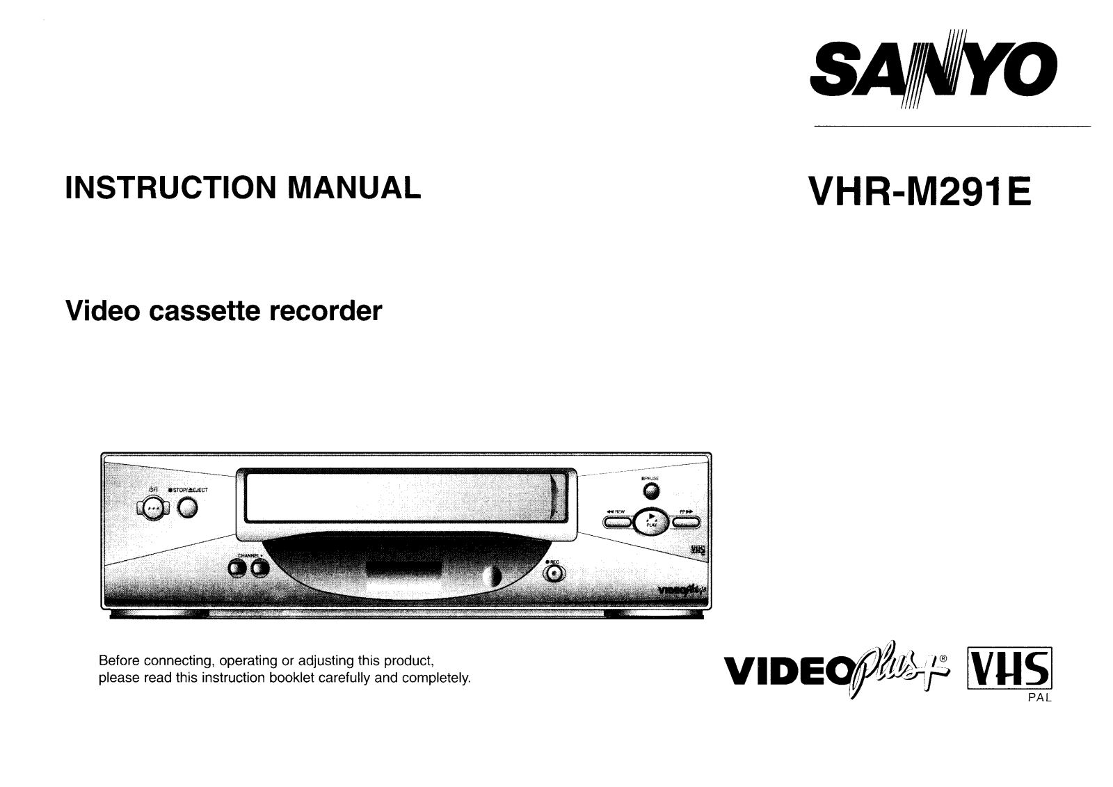 Sanyo VHR-M291E Instruction Manual