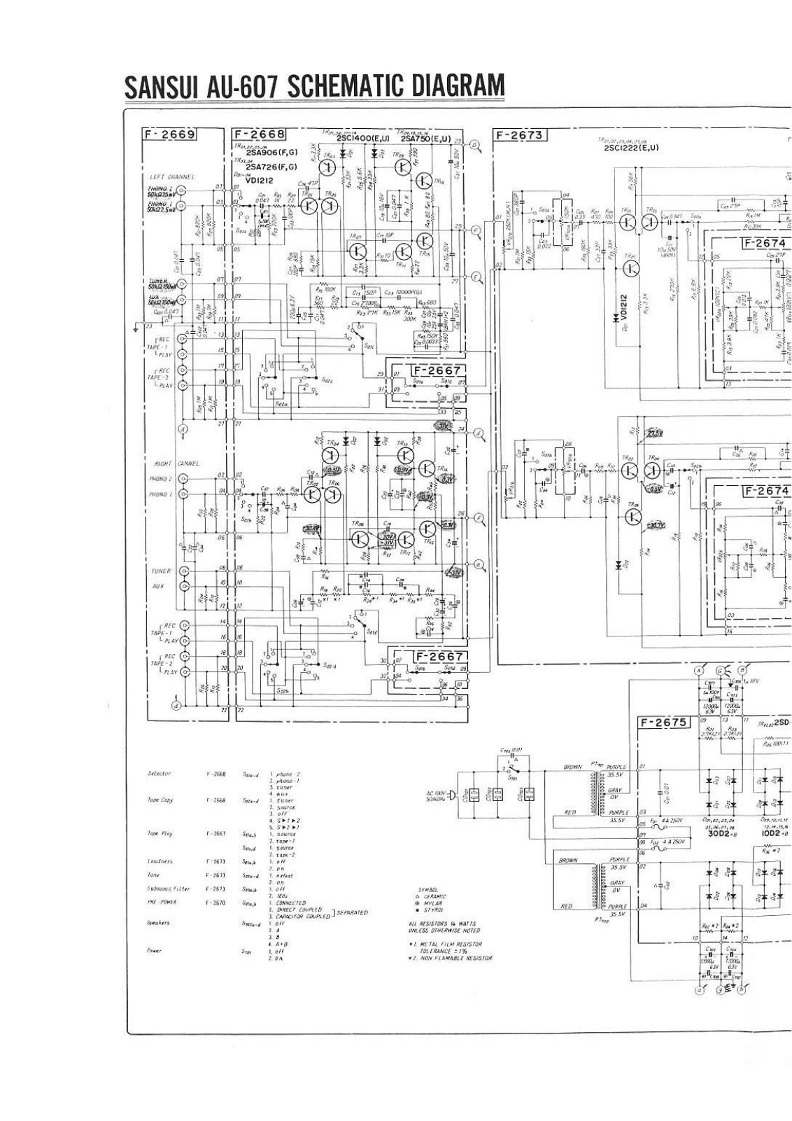 Sansui AU-D607 Schematic