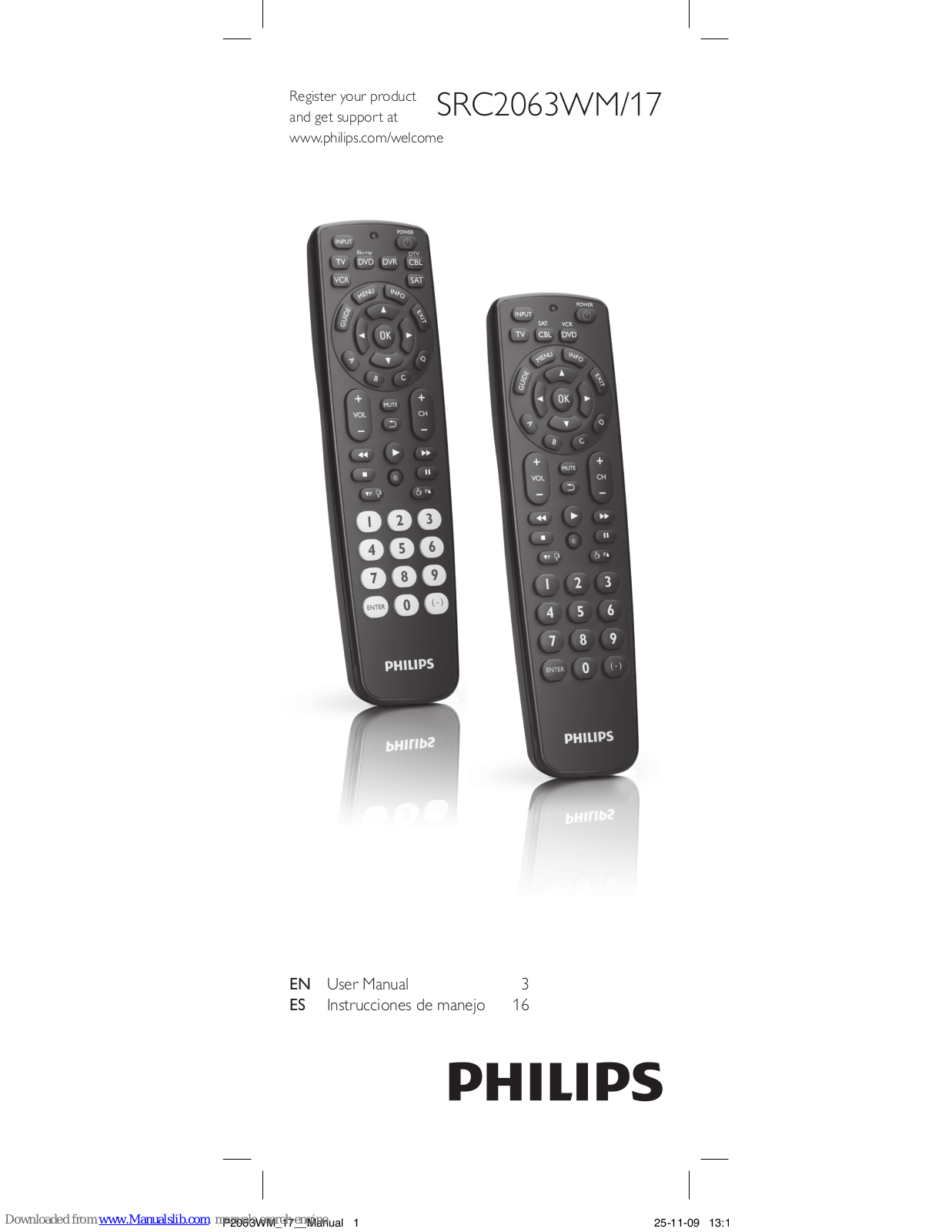 Philips SRC2063WM, SRC2063WM/17, SRP2006WM/17, SRP2003WM/17, SRP2003WM User Manual