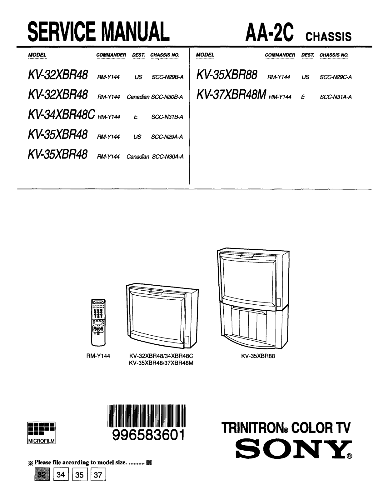 SONY KV-32XBR48, KV-35XBR48, KV-37XBR48 SERVICE MANUAL