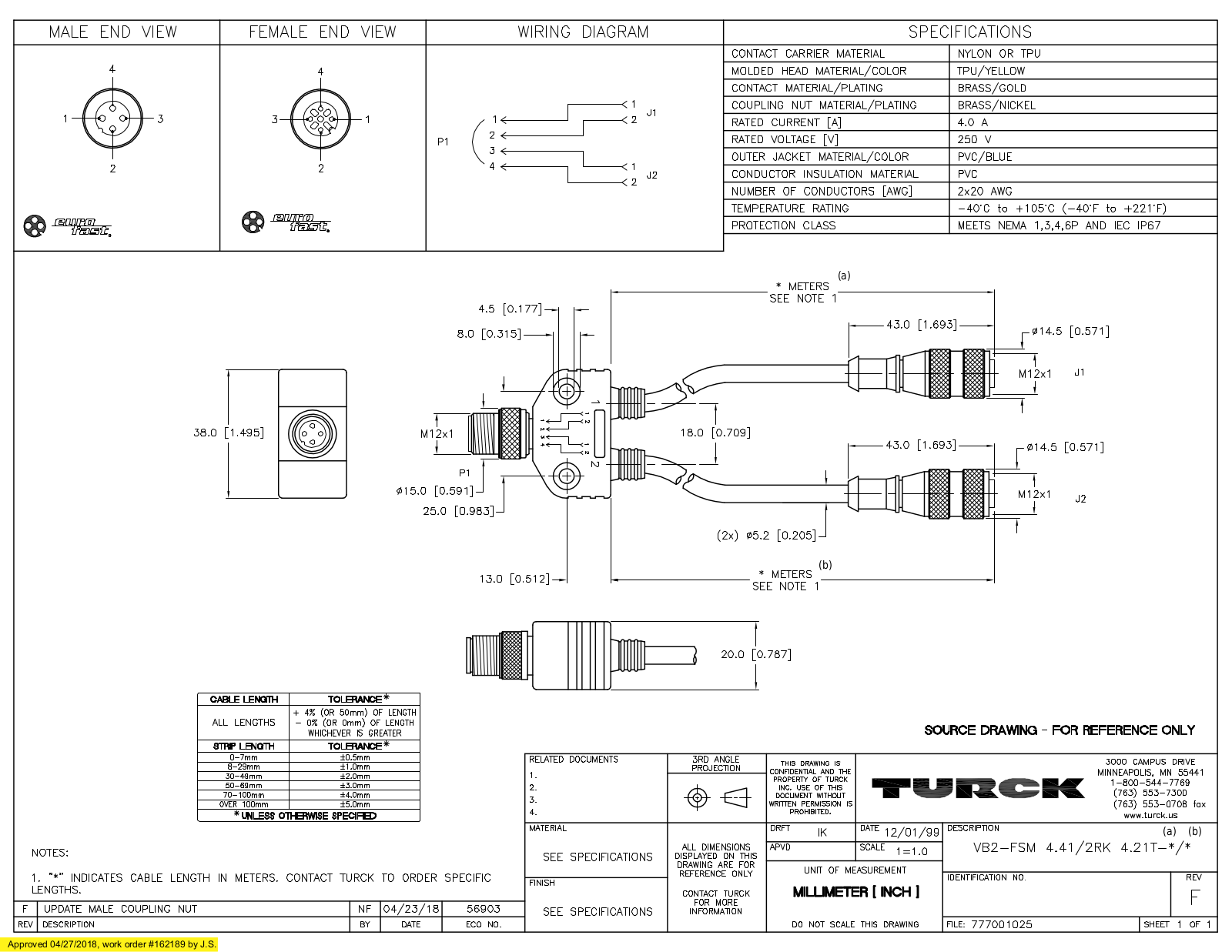 Turck VB2-FSM4.41/2RK4.21T-0.31 Specification Sheet