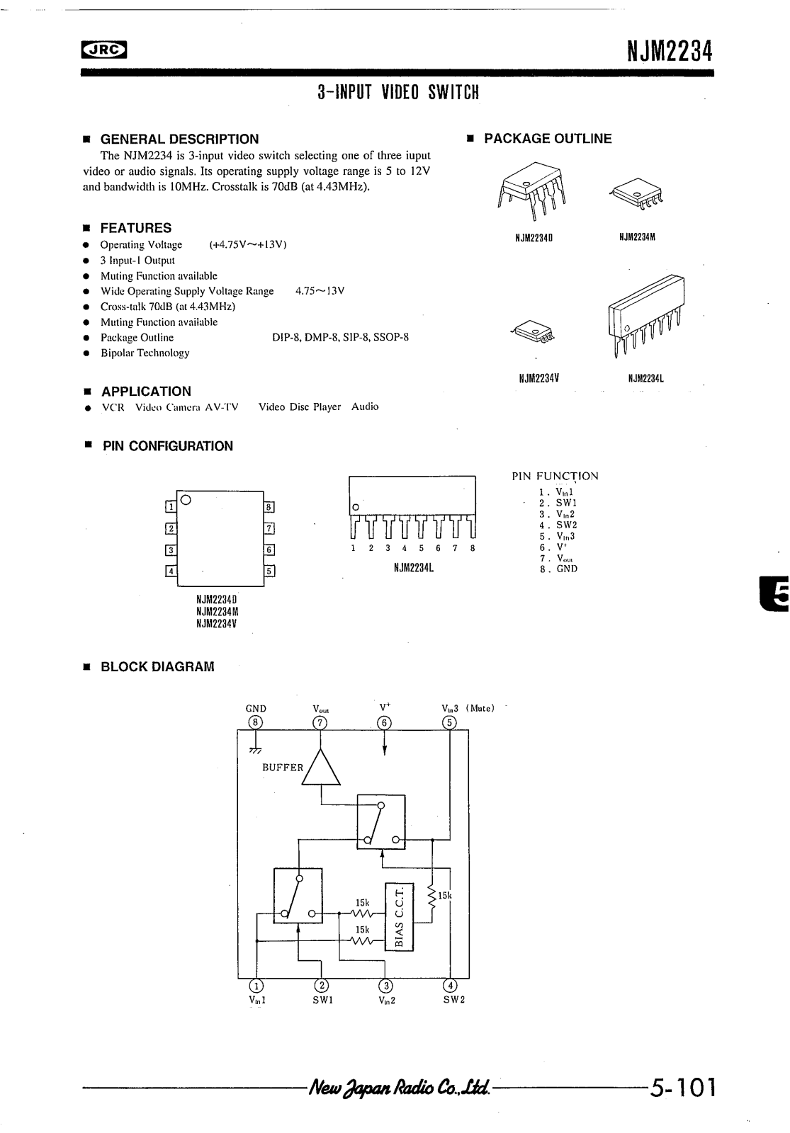 JRC NJM2234M, NJM2234L, NJM2234D, NJM2234V Datasheet