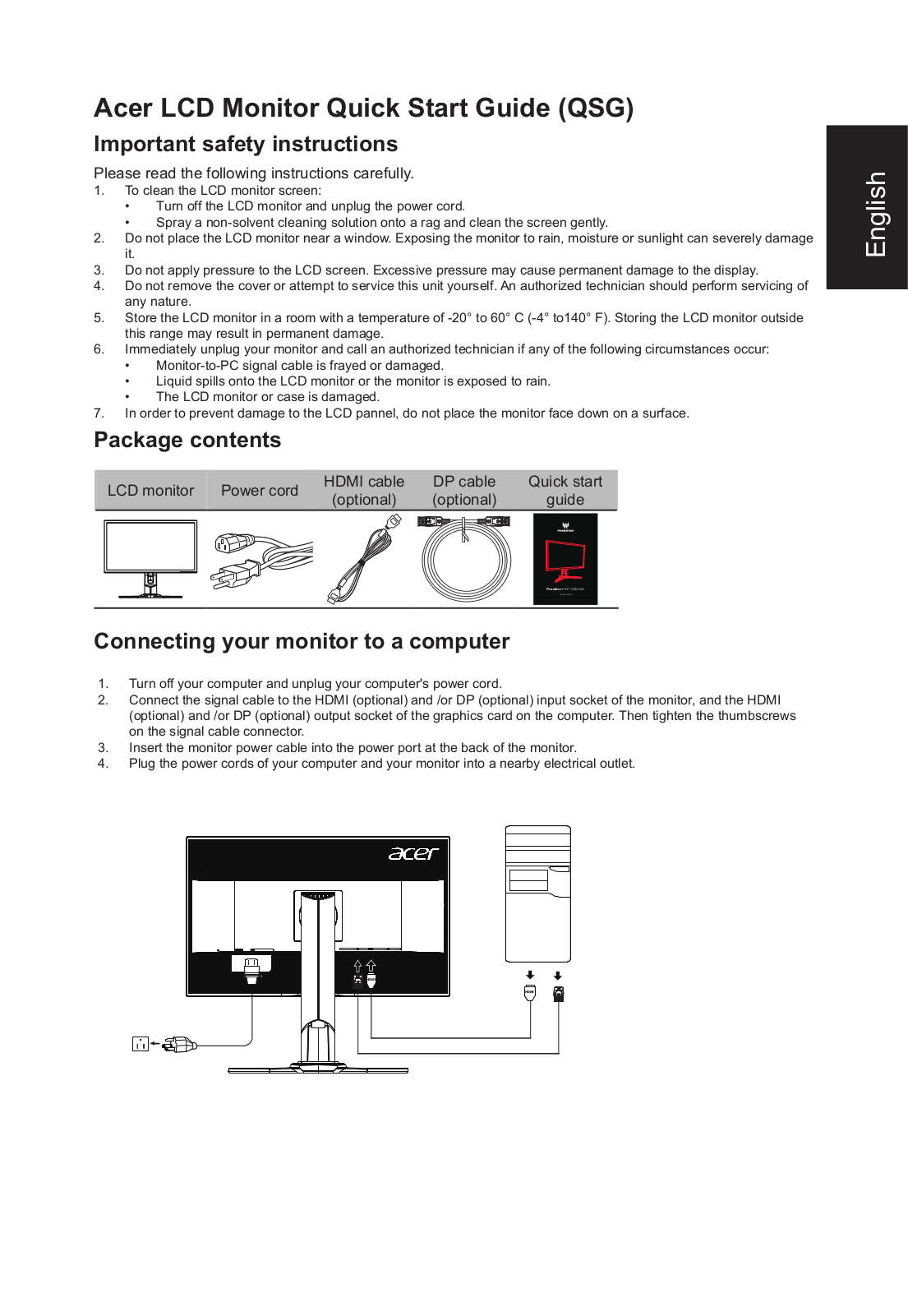 Acer LCD-Monitor Quick Start Guide