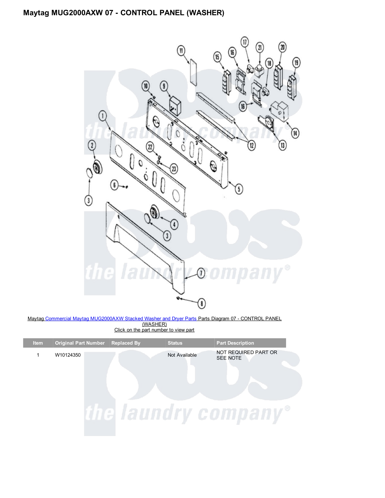 Maytag MUG2000AXW Stacked and Parts Diagram