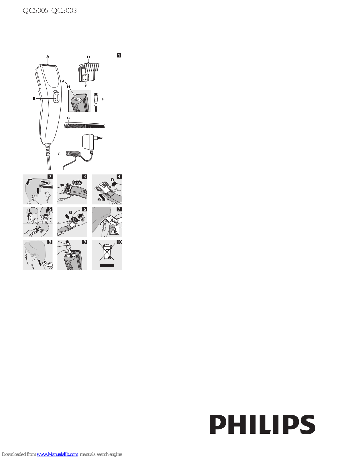 Philips QC5005/30, QC5005/10, QC5005/11, QC5005, QC5003 User Manual - ManualMachine.com