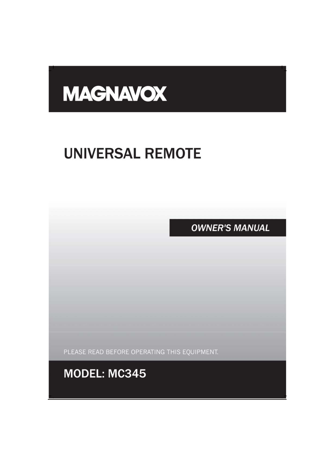 Magnavox MC345 User Manual