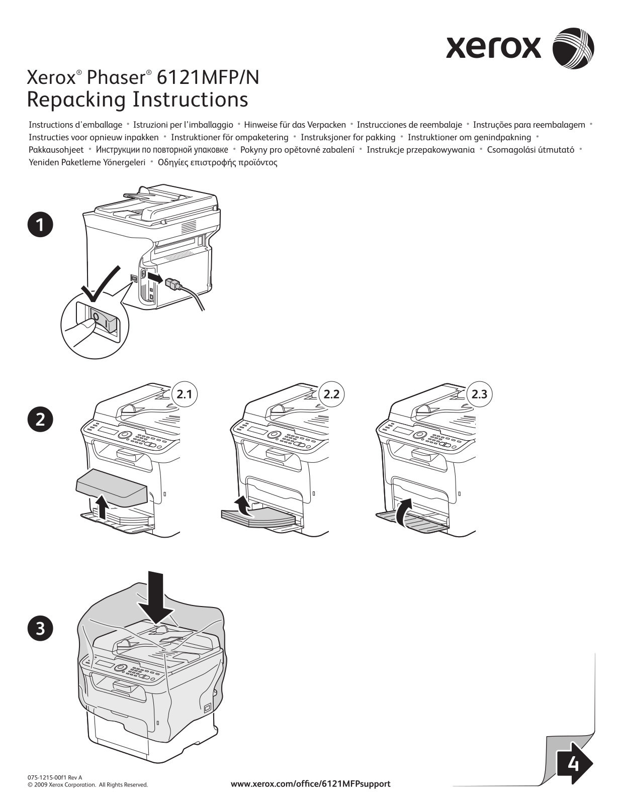 Xerox PHASER 6121MFP/N REPACKING INSTRUCTIONS