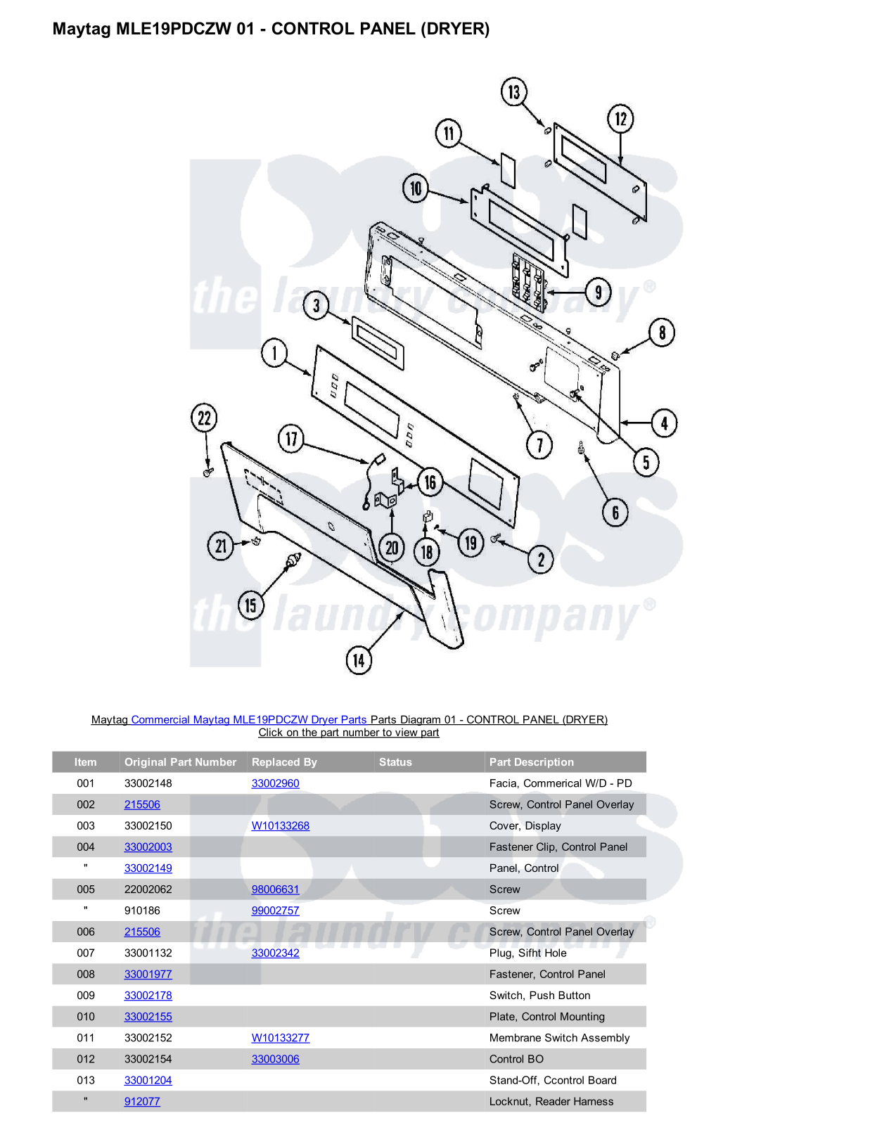 Maytag MLE19PDCZW Parts Diagram