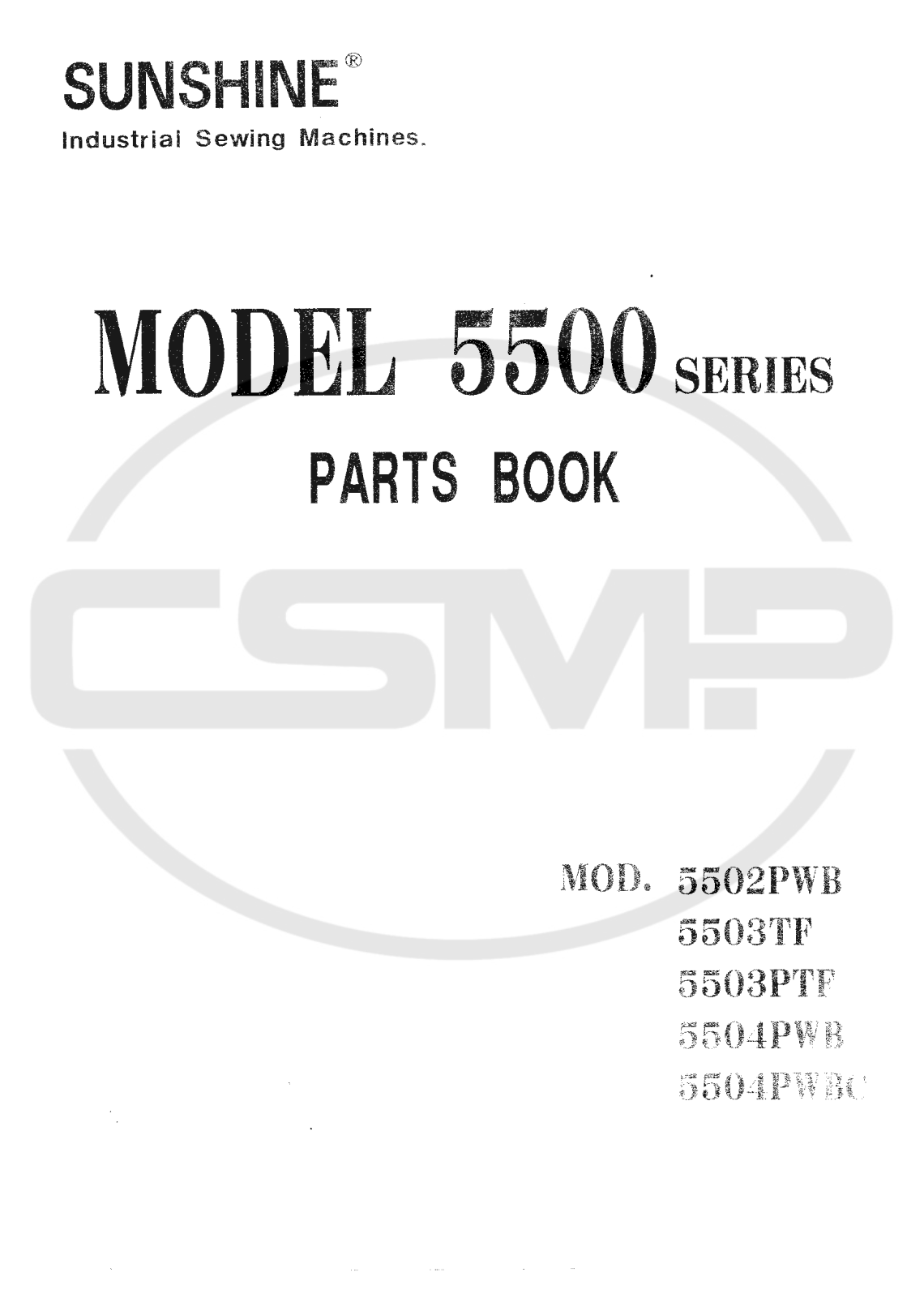 Global 5503TF, 5503PTF, 5504PWB, 5504PWBC Parts Book