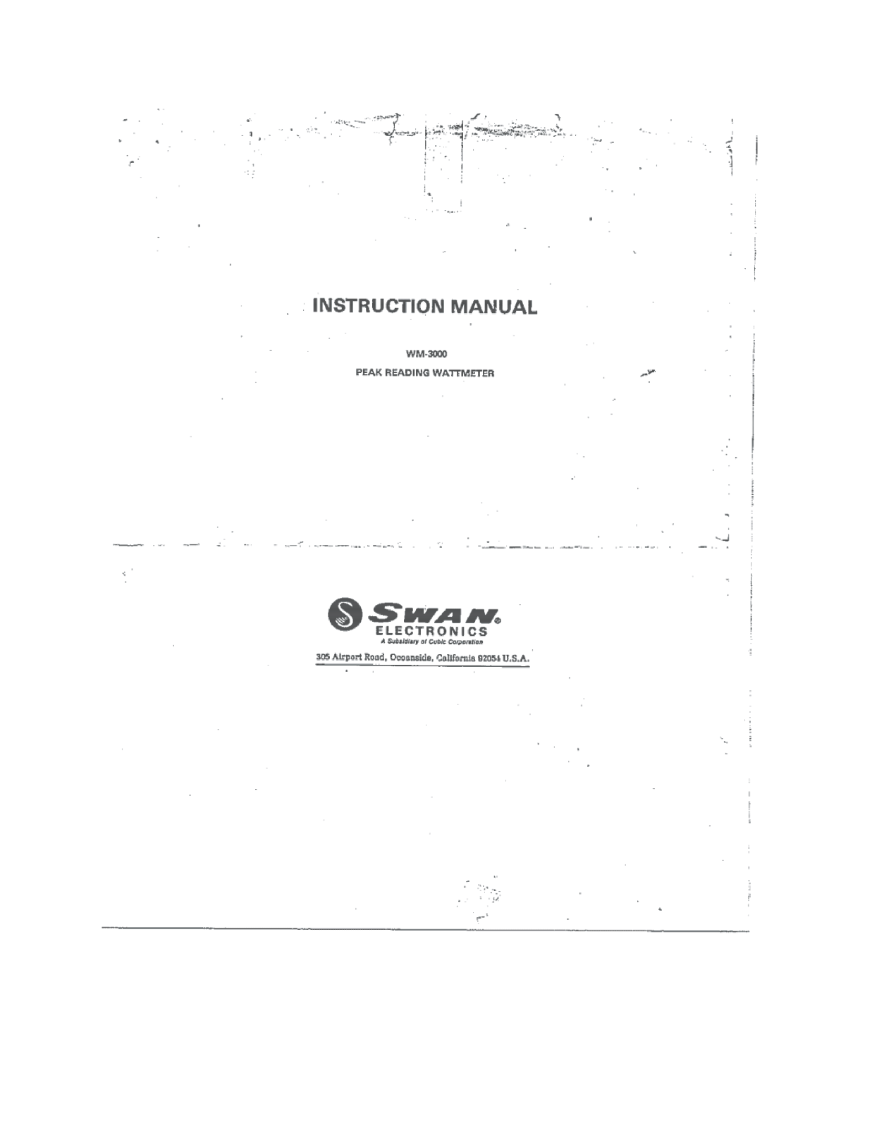 Swan WM-3000 User Manual