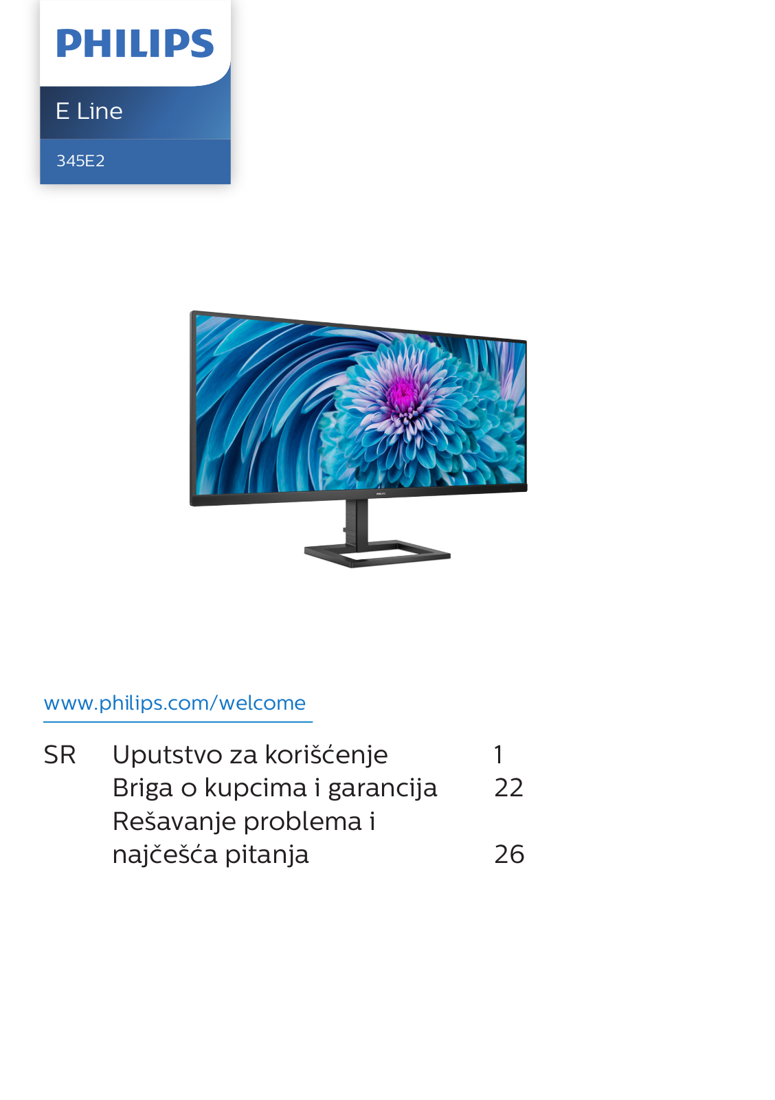 Philips 345E2AE/70, 345E2AE/01, 345E2AE/75, 345E2AE/69 user manual