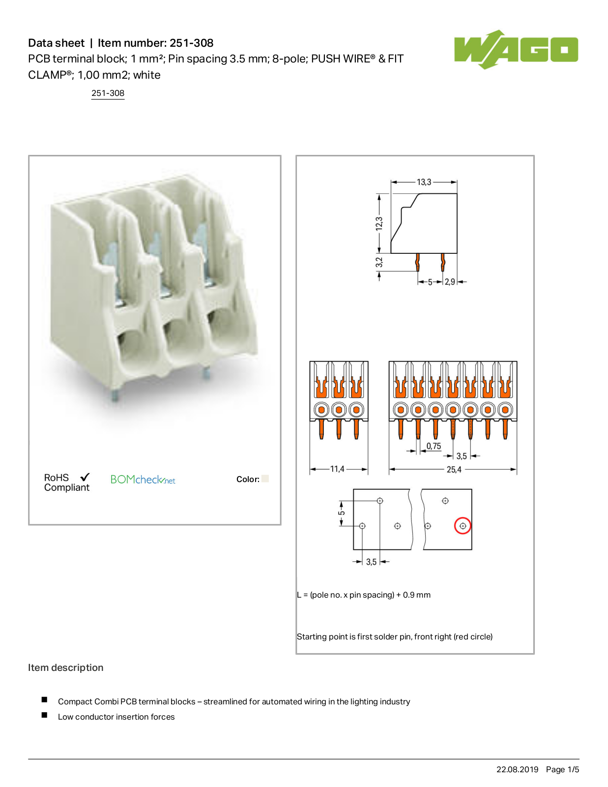 Wago 251-308 Data Sheet