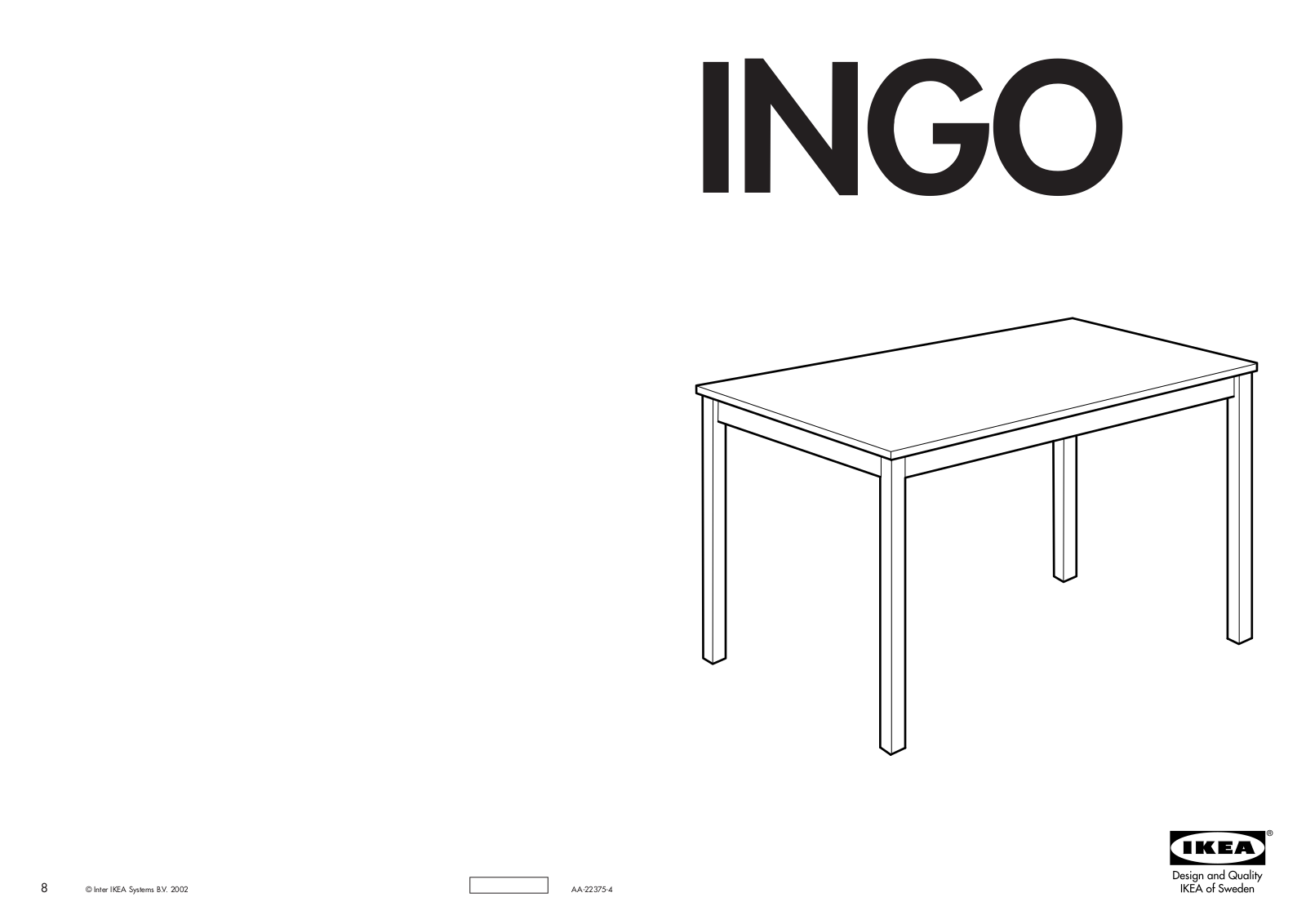 IKEA INGO DINING TABLE 47 1-4X29 1-2 Assembly Instruction