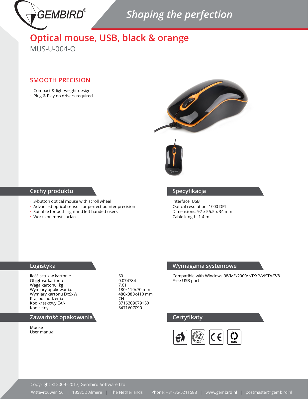 Gembird MUS-U-004-O User Manual