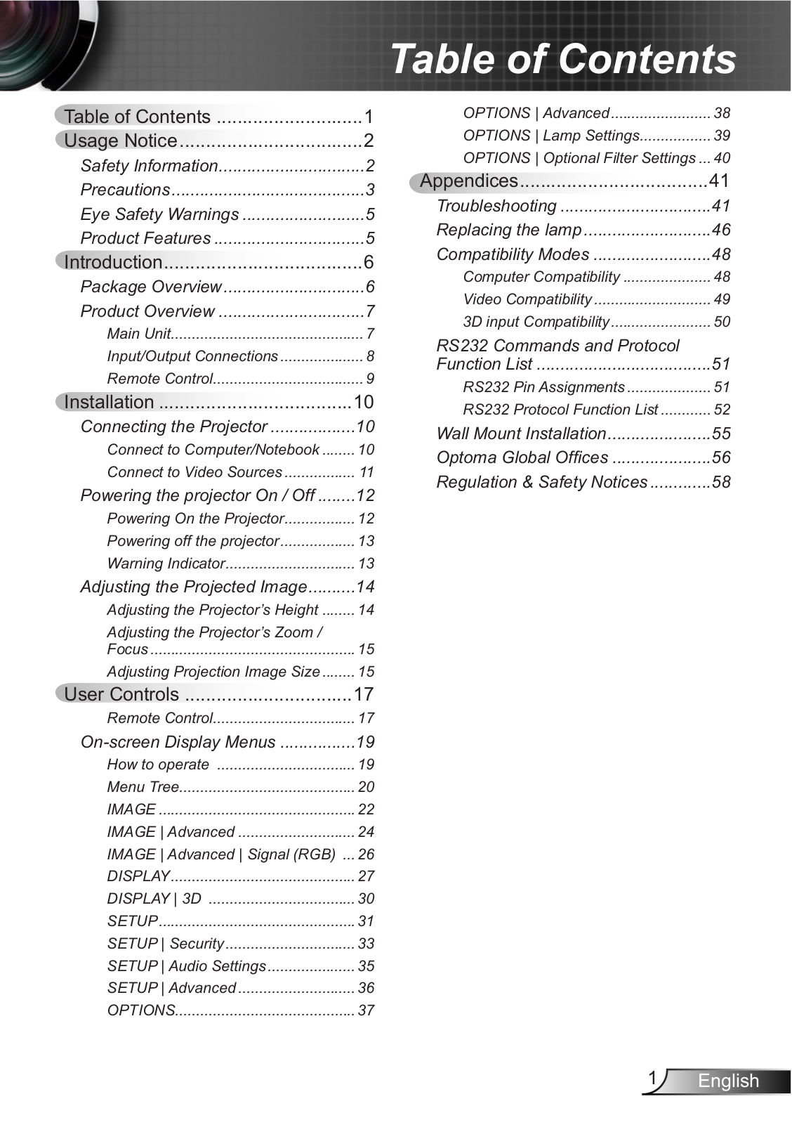 Optoma W290 User Manual