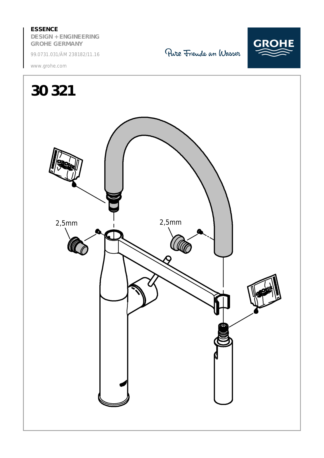 Grohe 30321GE0, 30321DP0, 30 321,30321DG0, 30321YF0, 30321XC0 Installation drawing