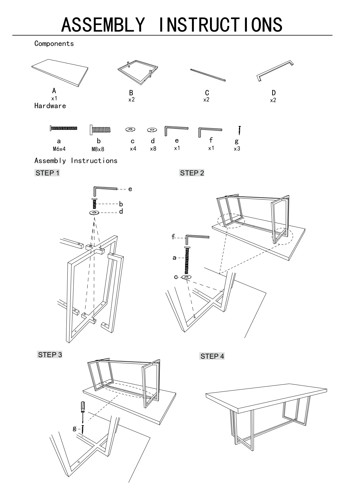 Armen Living LCOPDIGR, LCHRDIBG Assembly Guide - ManualMachine.com