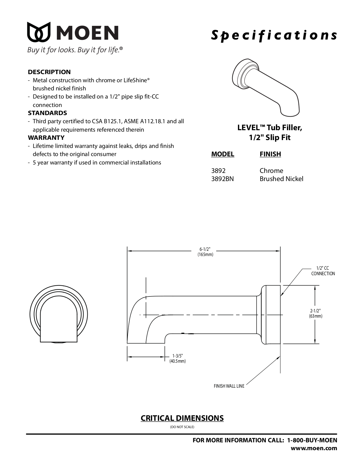 Moen MOE4626 Specifications - ManualMachine.com
