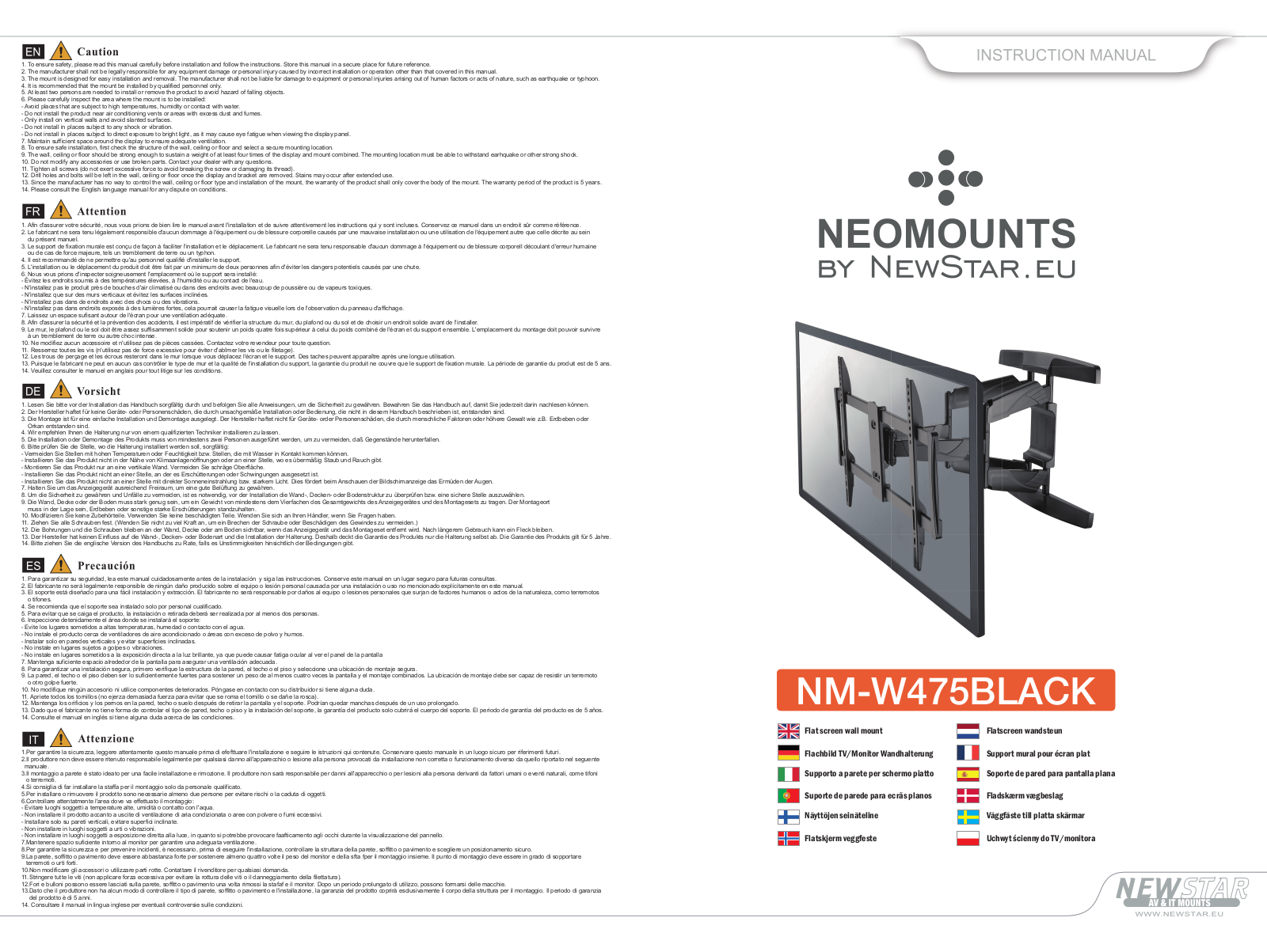 Newstar NM-W475BLACK User Manual