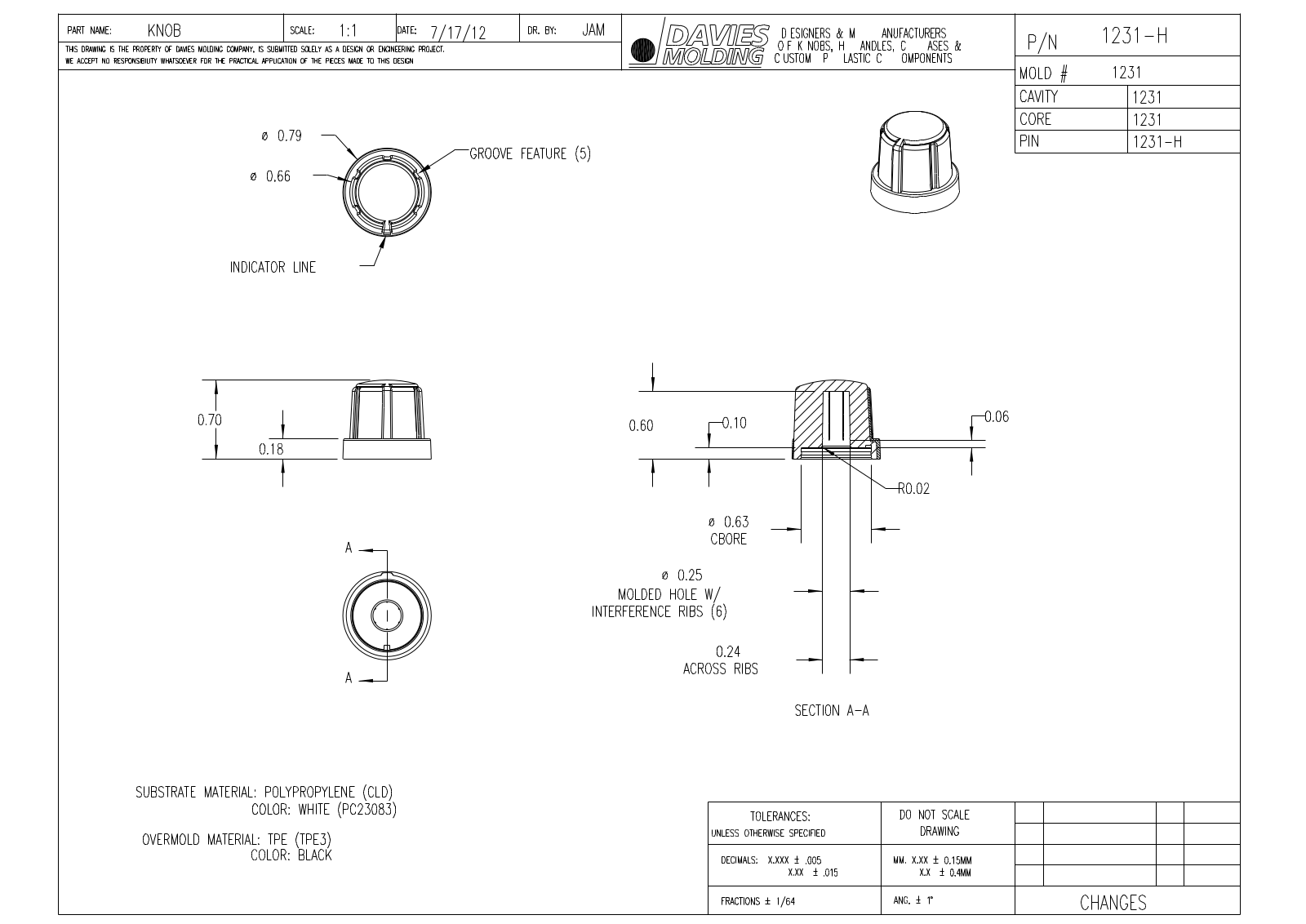 Davies Molding 1231-H Reference Drawing