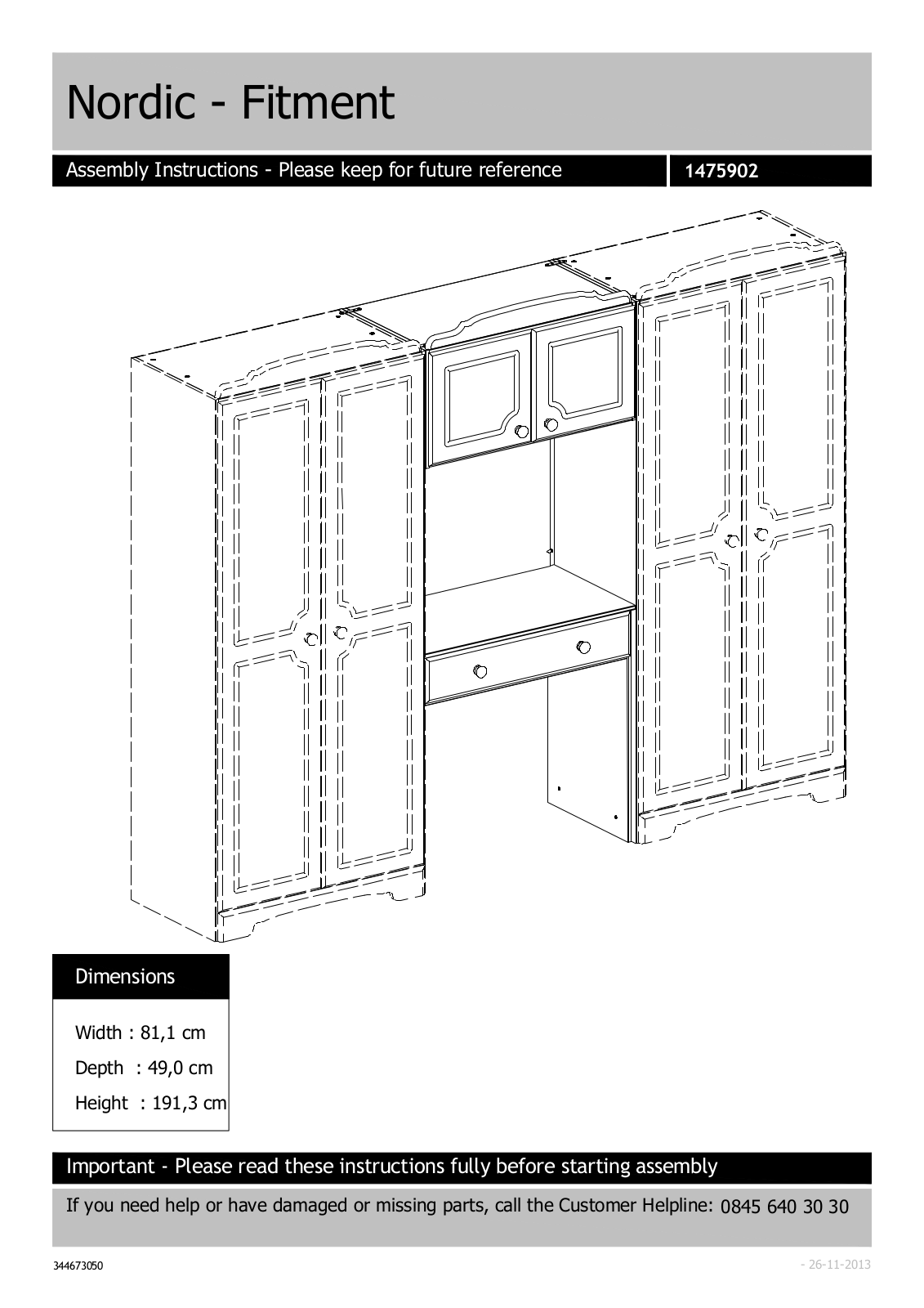 Argos 344673005000F ASSEMBLY INSTRUCTIONS