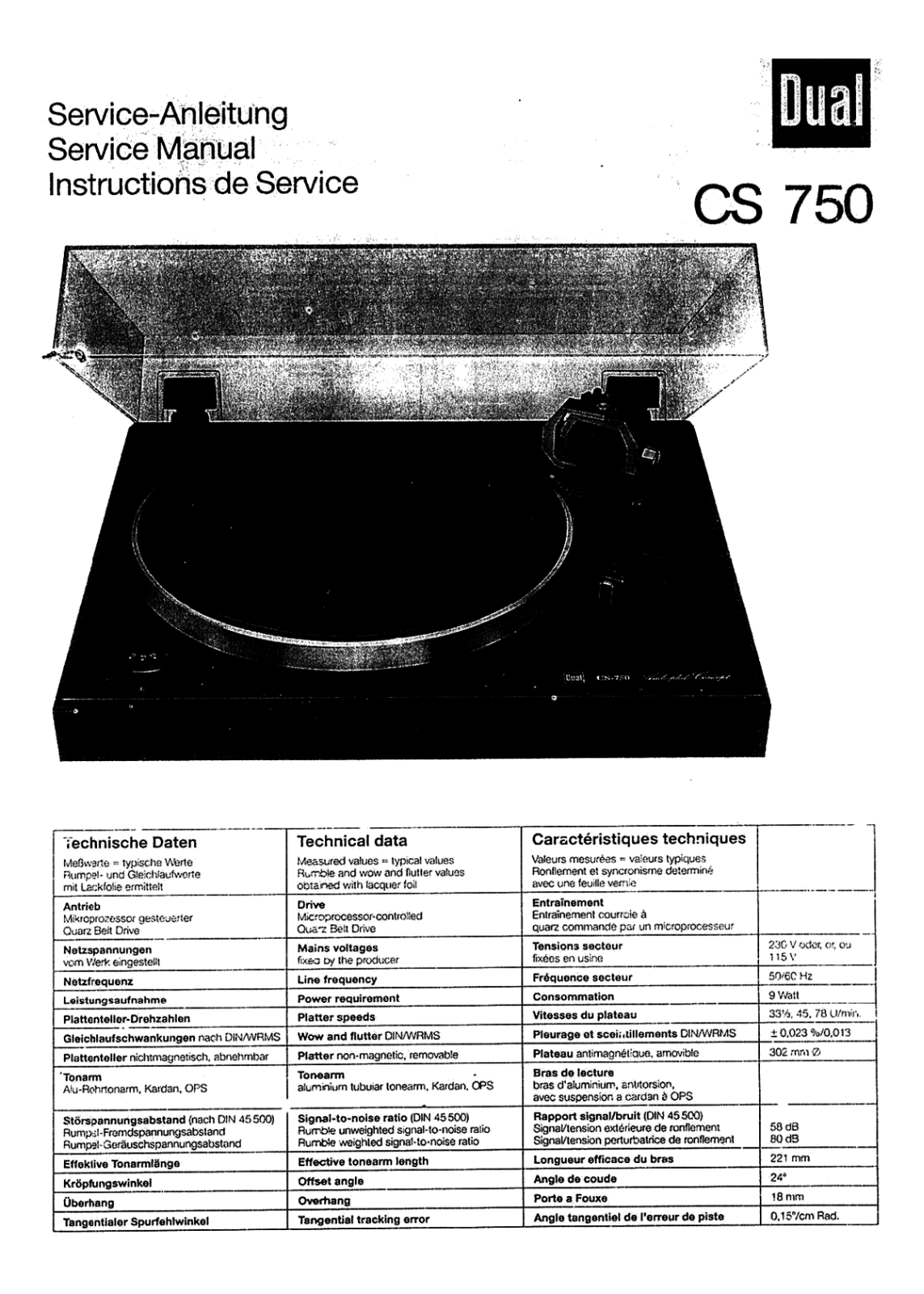 Dual CS-750 Service manual